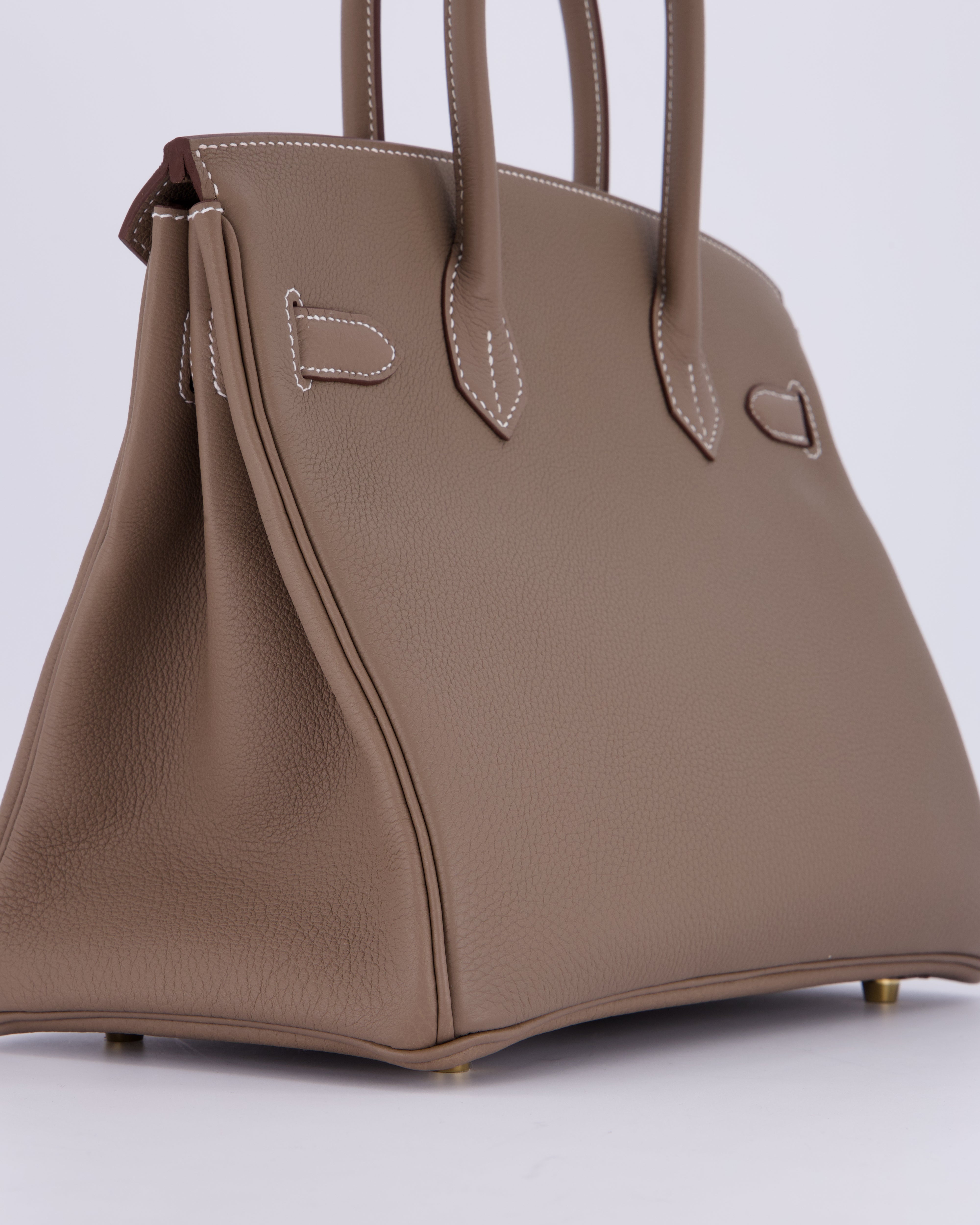 *HOLY GRAIL* Hermès Birkin 30 Retourne Bag in Etoupe Togo Leather with Gold Hardware