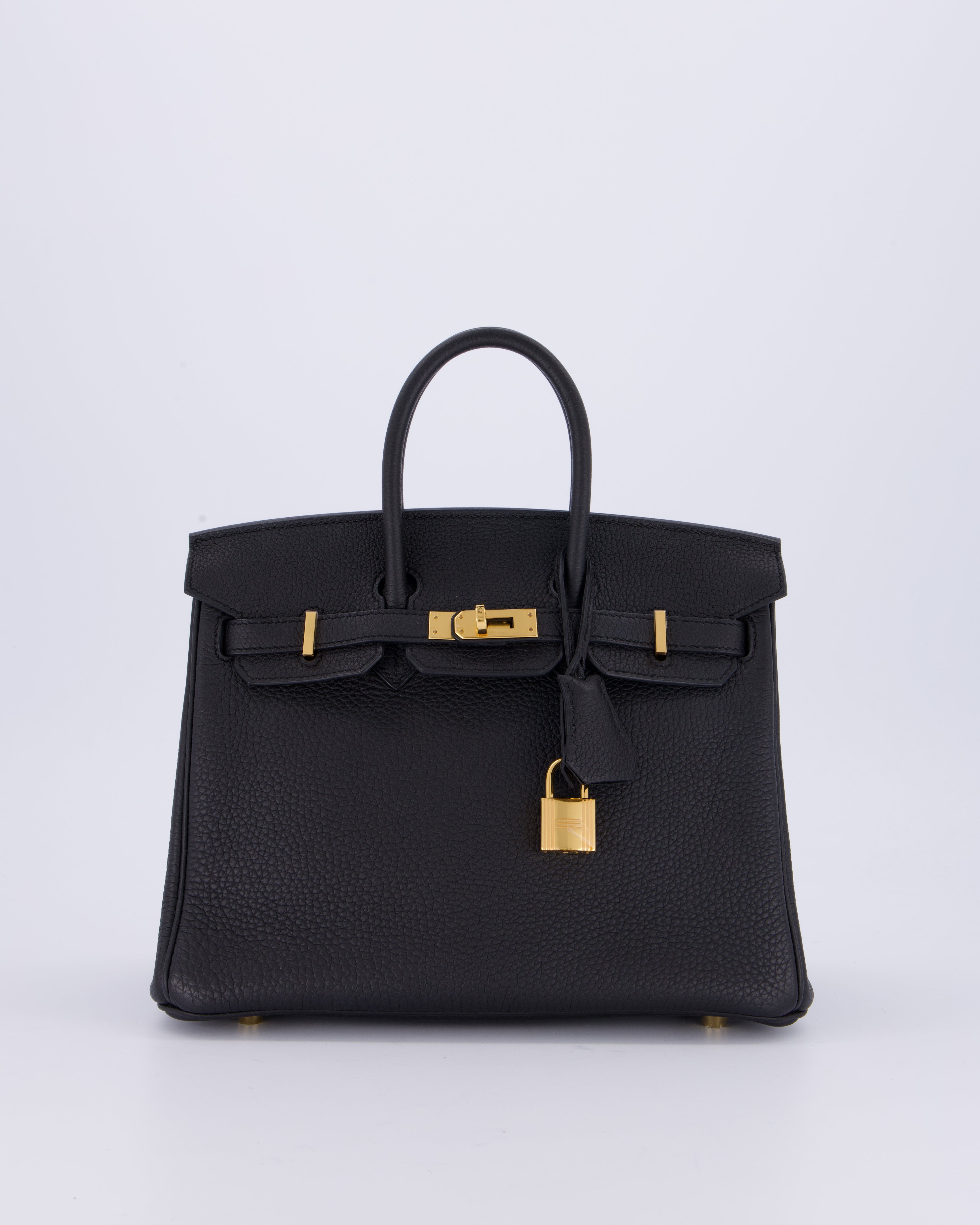*HOT* Hermès Birkin 25 Retourne Bag in Noir Togo Leather with Gold Hardware