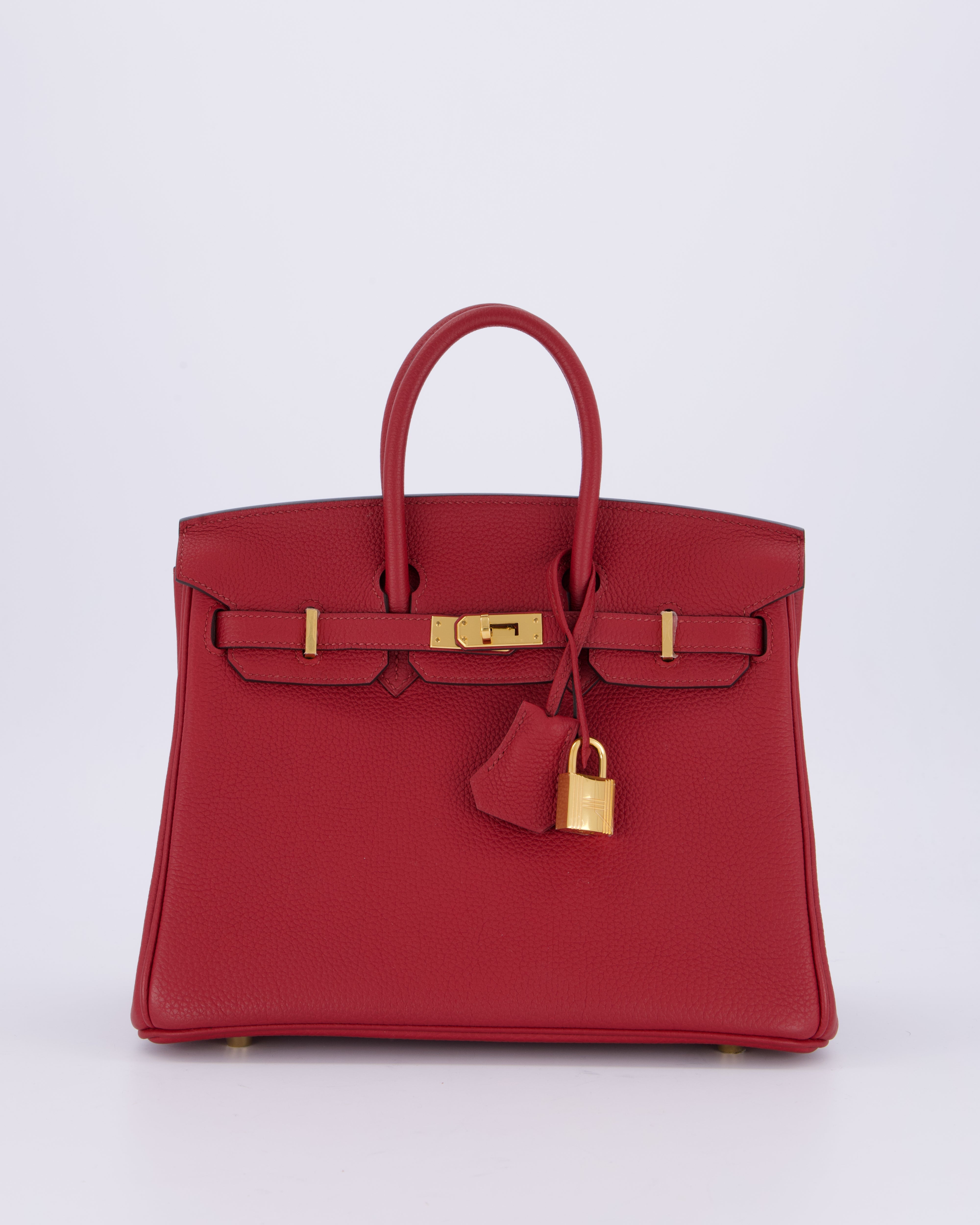 Hermès Birkin 25 Retourne Bag in Rouge Grenat Togo Leather with Gold Hardware