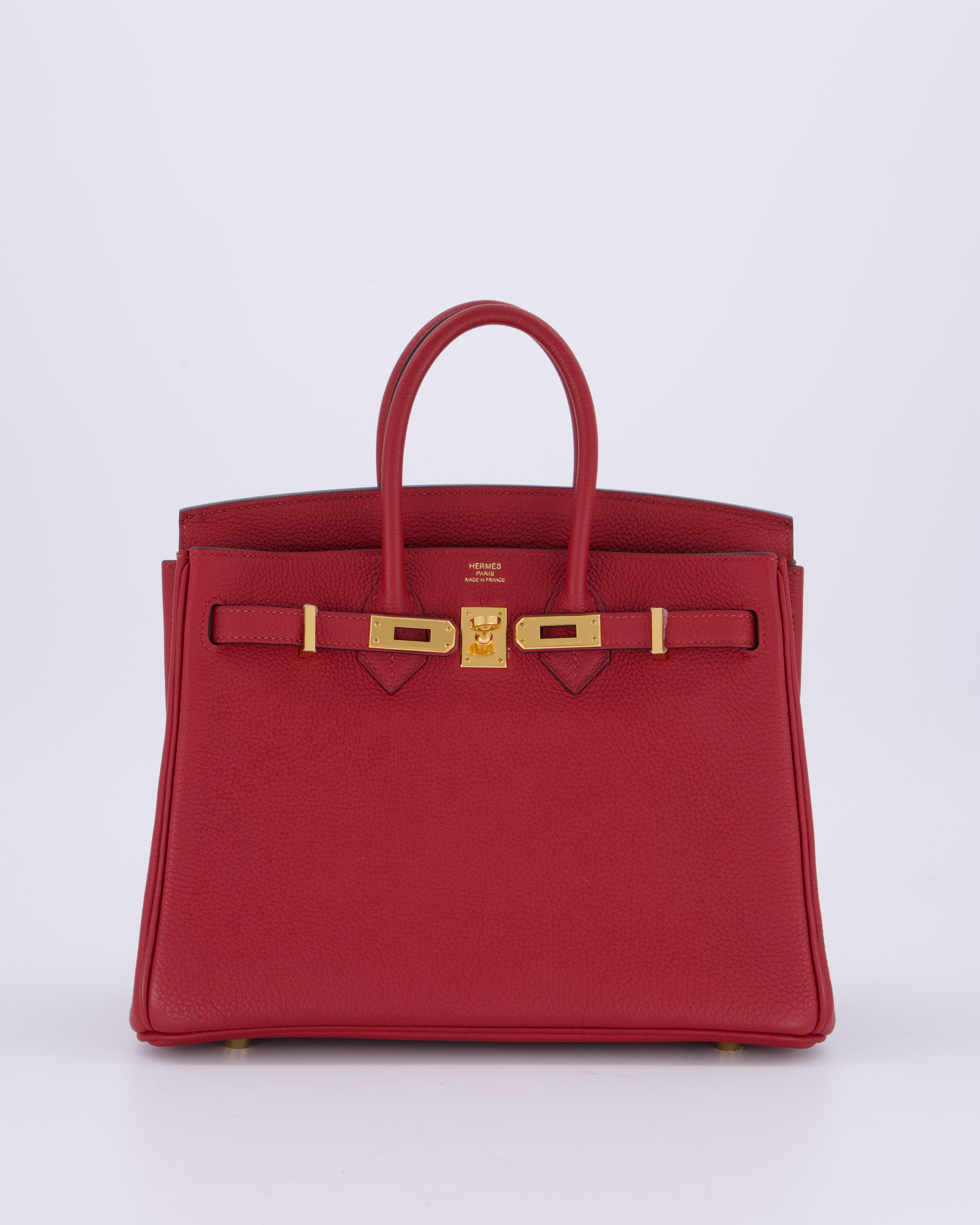 Hermès Birkin 25 Retourne Bag in Rouge Grenat Togo Leather with Gold Hardware