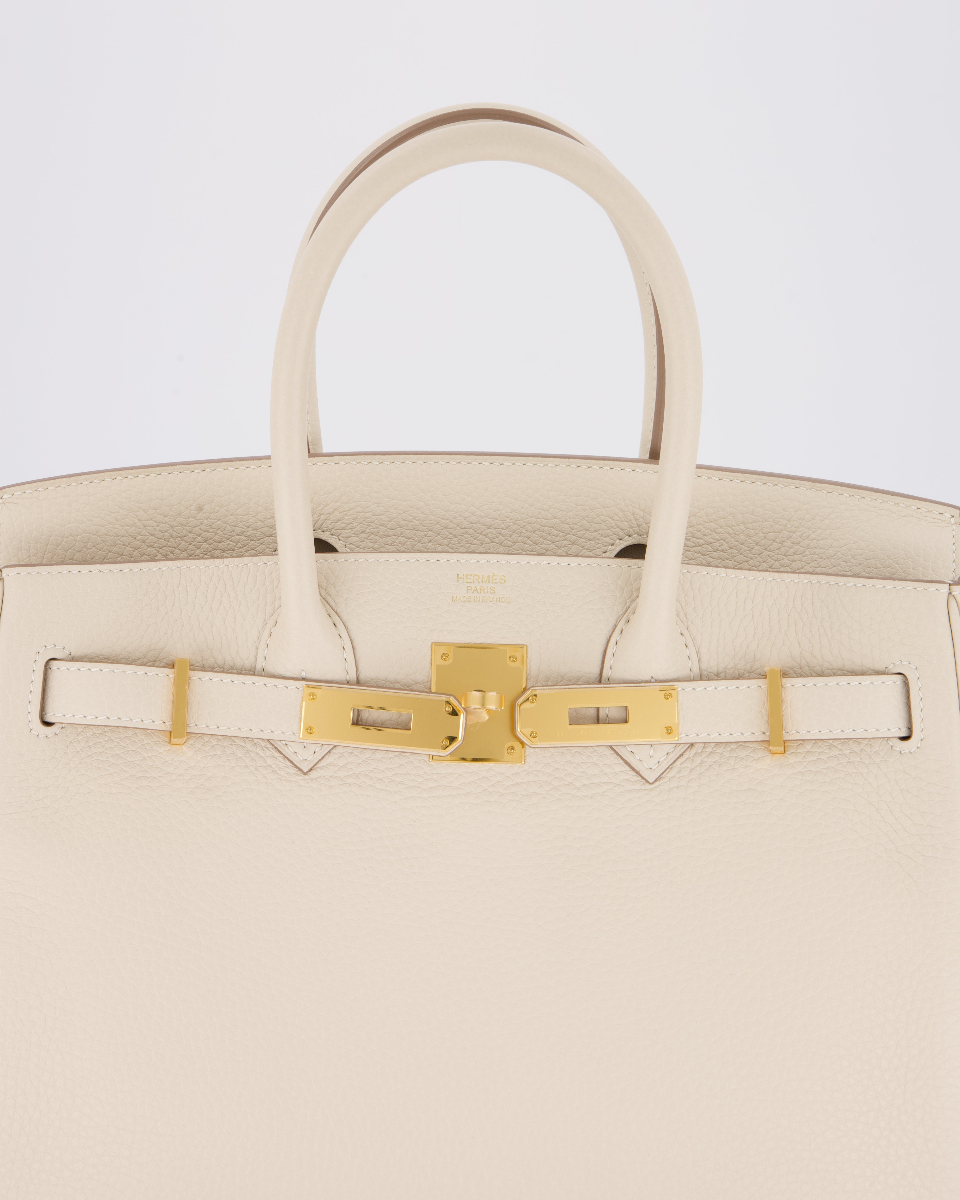 *VERY RARE* Hermès Birkin 30 Retourne Bag in Craie Togo Leather with Gold Hardware