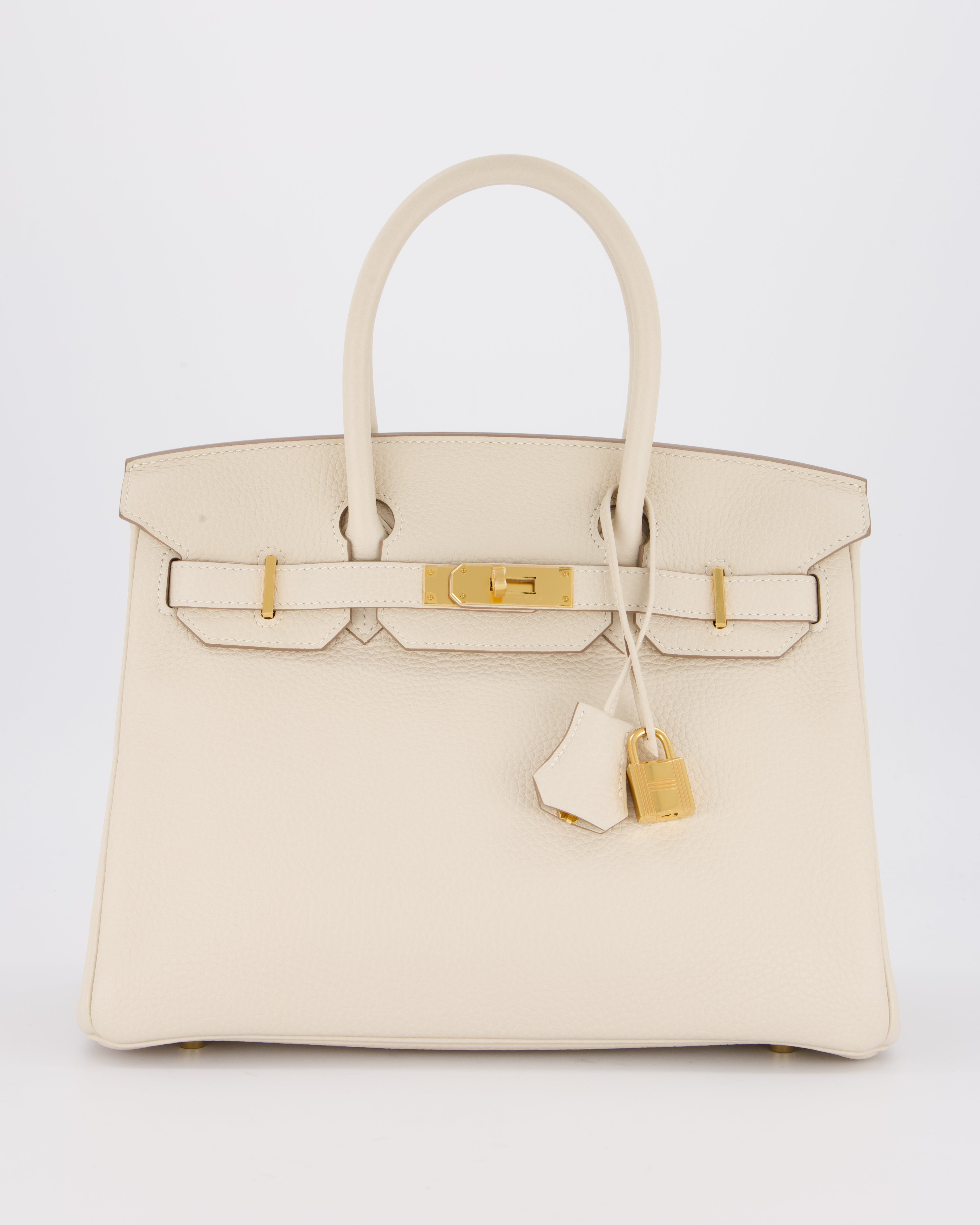 *VERY RARE* Hermès Birkin 30 Retourne Bag in Craie Togo Leather with Gold Hardware