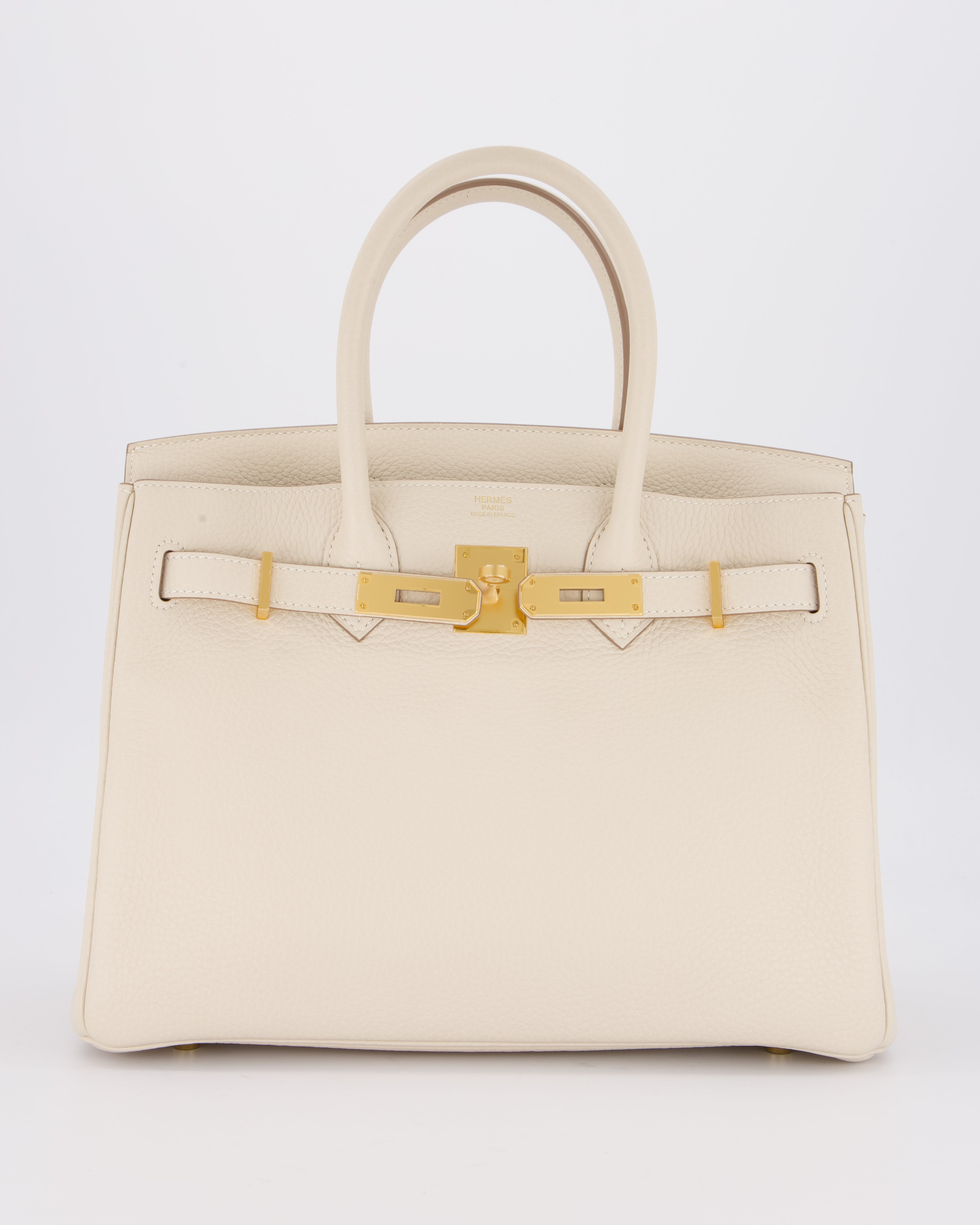 *VERY RARE* Hermès Birkin 30 Retourne Bag in Craie Togo Leather with Gold Hardware