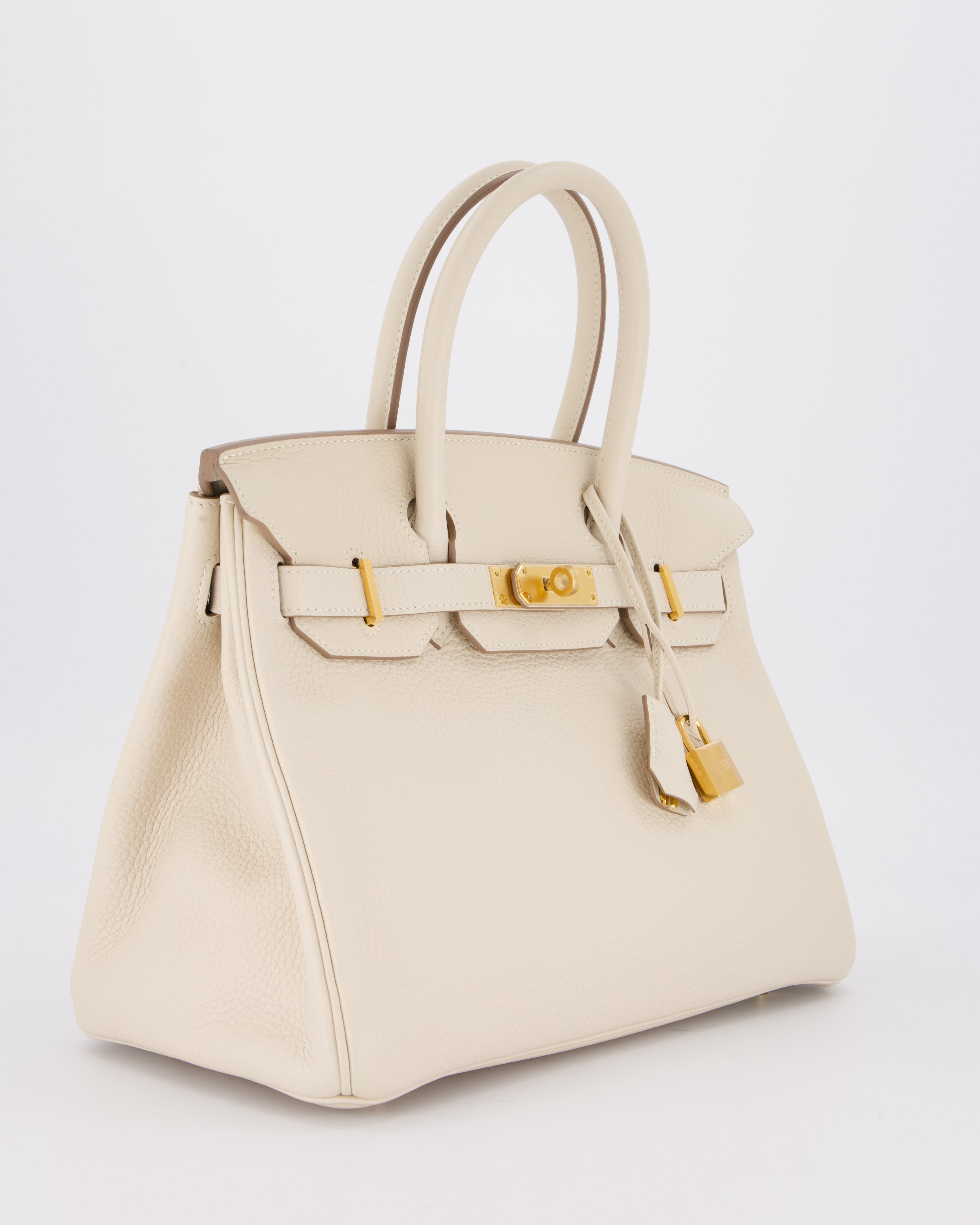 *VERY RARE* Hermès Birkin 30 Retourne Bag in Craie Togo Leather with Gold Hardware