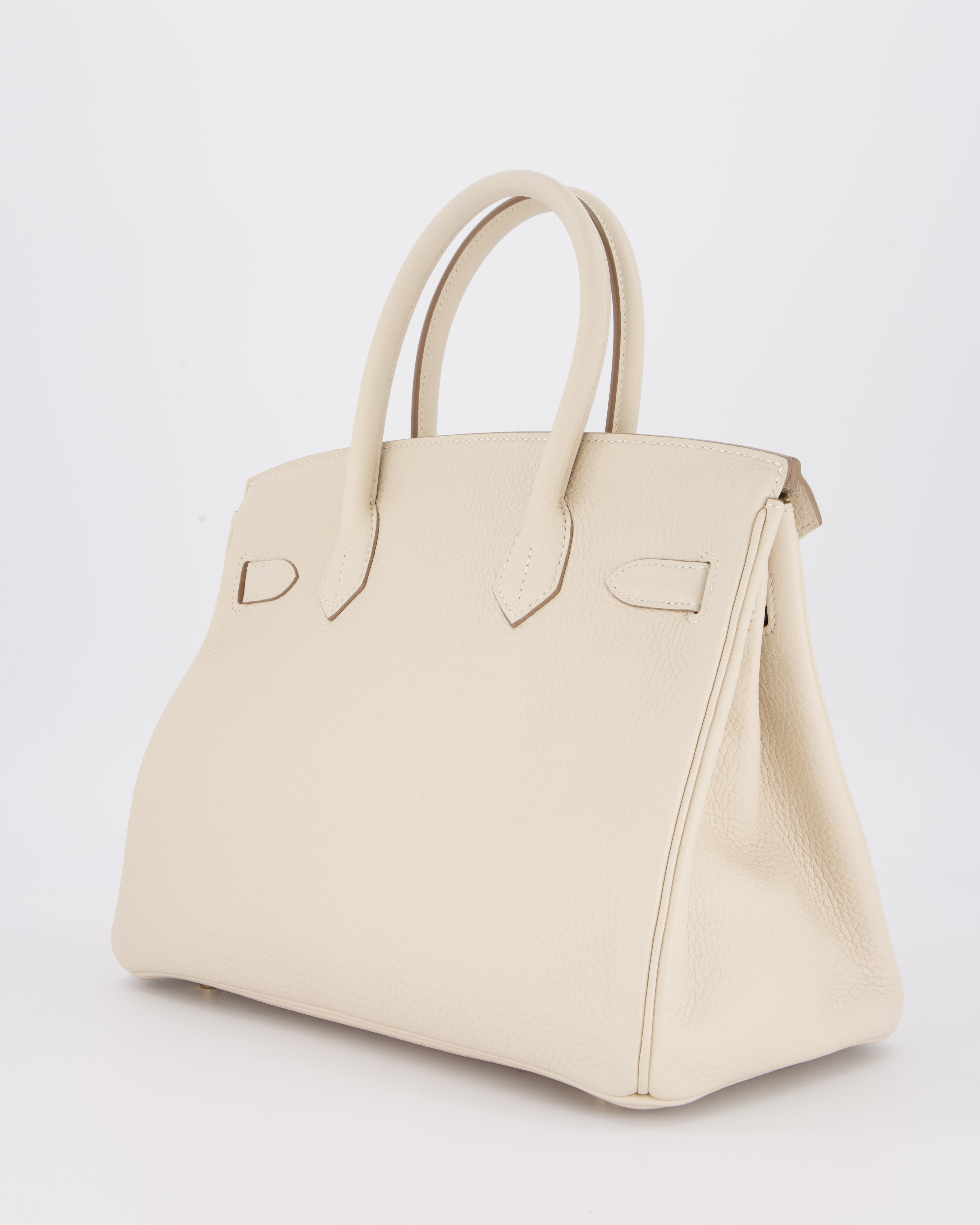 *VERY RARE* Hermès Birkin 30 Retourne Bag in Craie Togo Leather with Gold Hardware