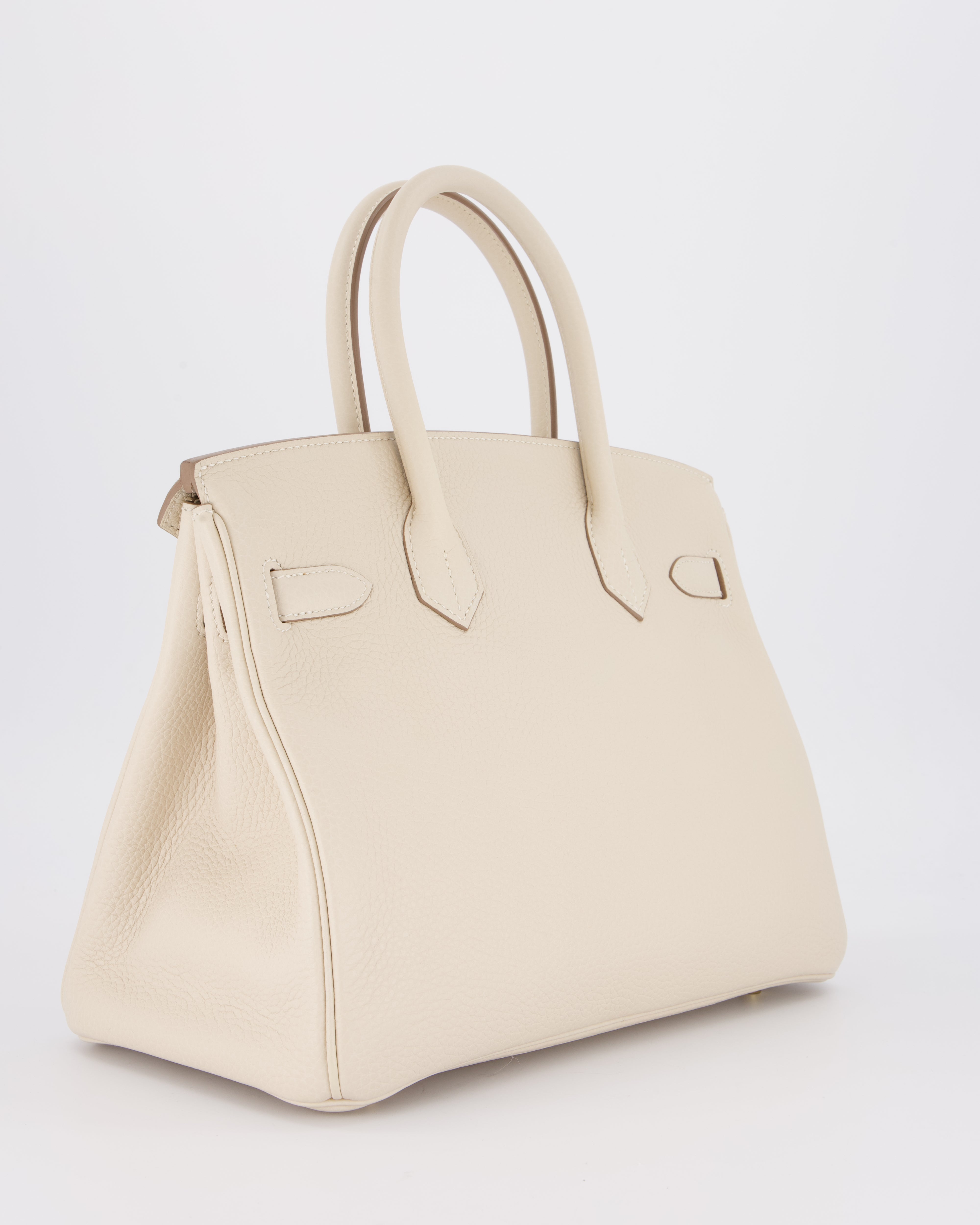 *VERY RARE* Hermès Birkin 30 Retourne Bag in Craie Togo Leather with Gold Hardware