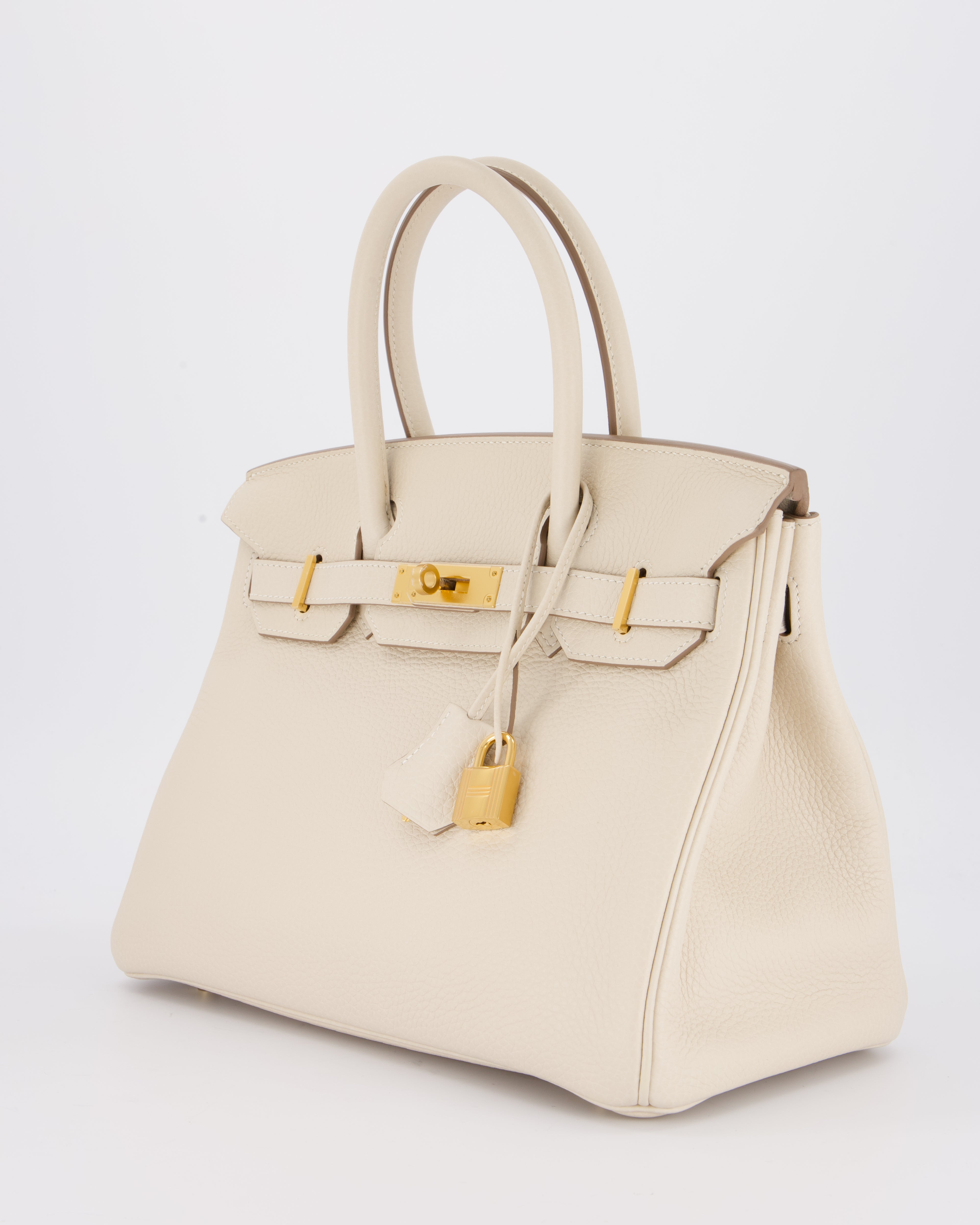 *VERY RARE* Hermès Birkin 30 Retourne Bag in Craie Togo Leather with Gold Hardware