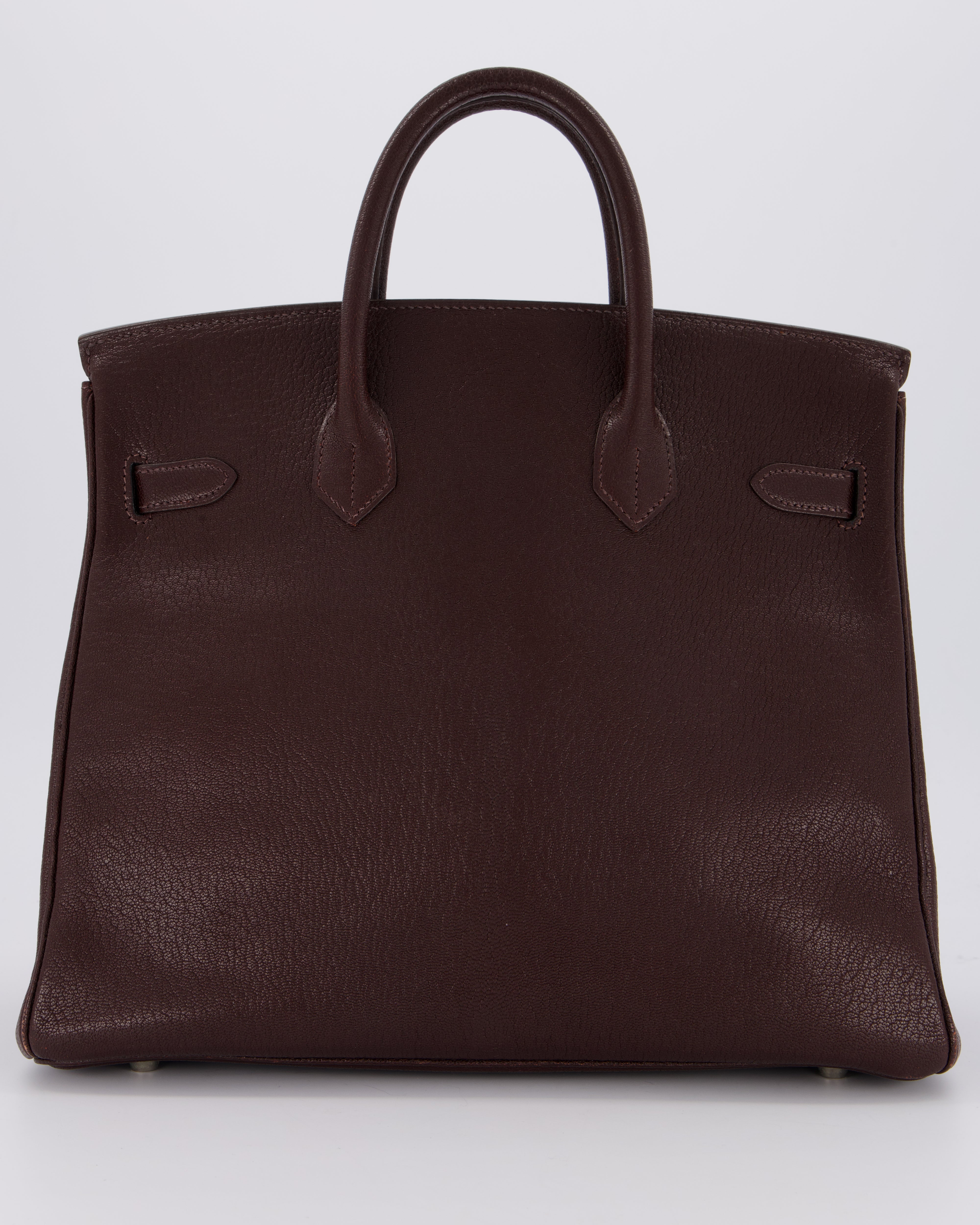 *RARE* Hermes HAC 32 Bag in Chocolat Chèvre Mysore Leather with Palladium Hardware