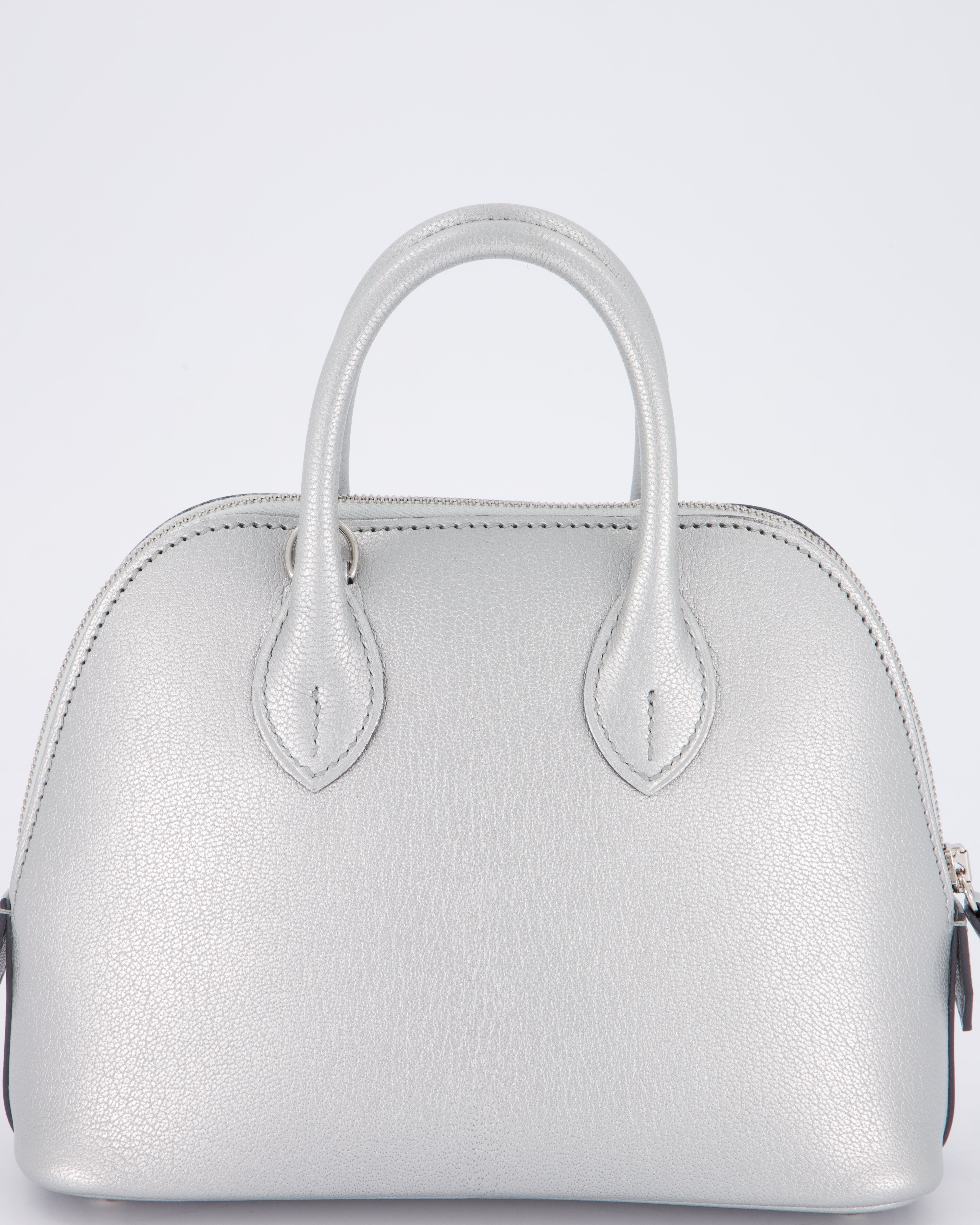 *HOT* Hermès Mini Bolide Bag in Argent Chevre Chamkila Leather with Palladium Hardware