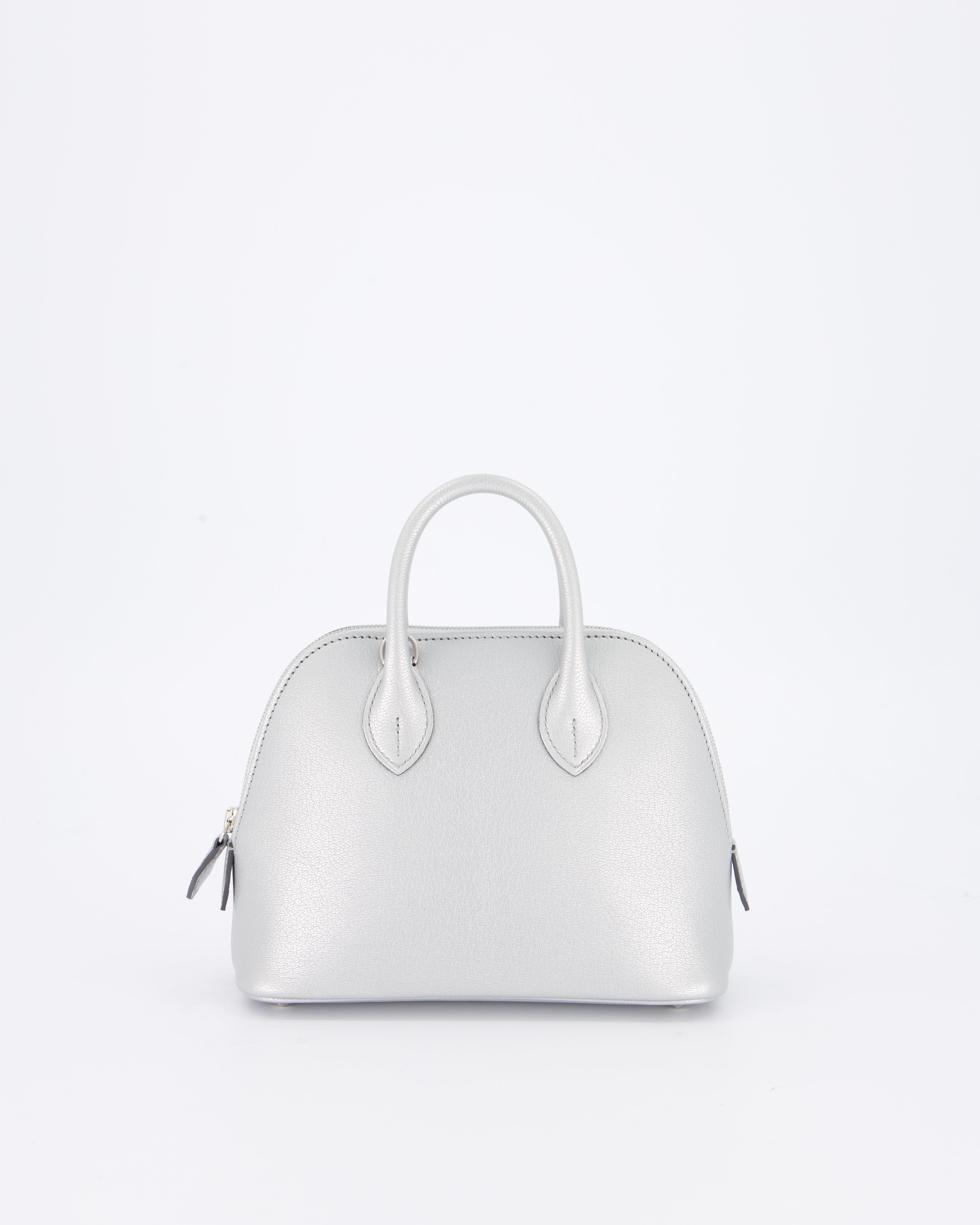 *HOT* Hermès Mini Bolide Bag in Argent Chevre Chamkila Leather with Palladium Hardware