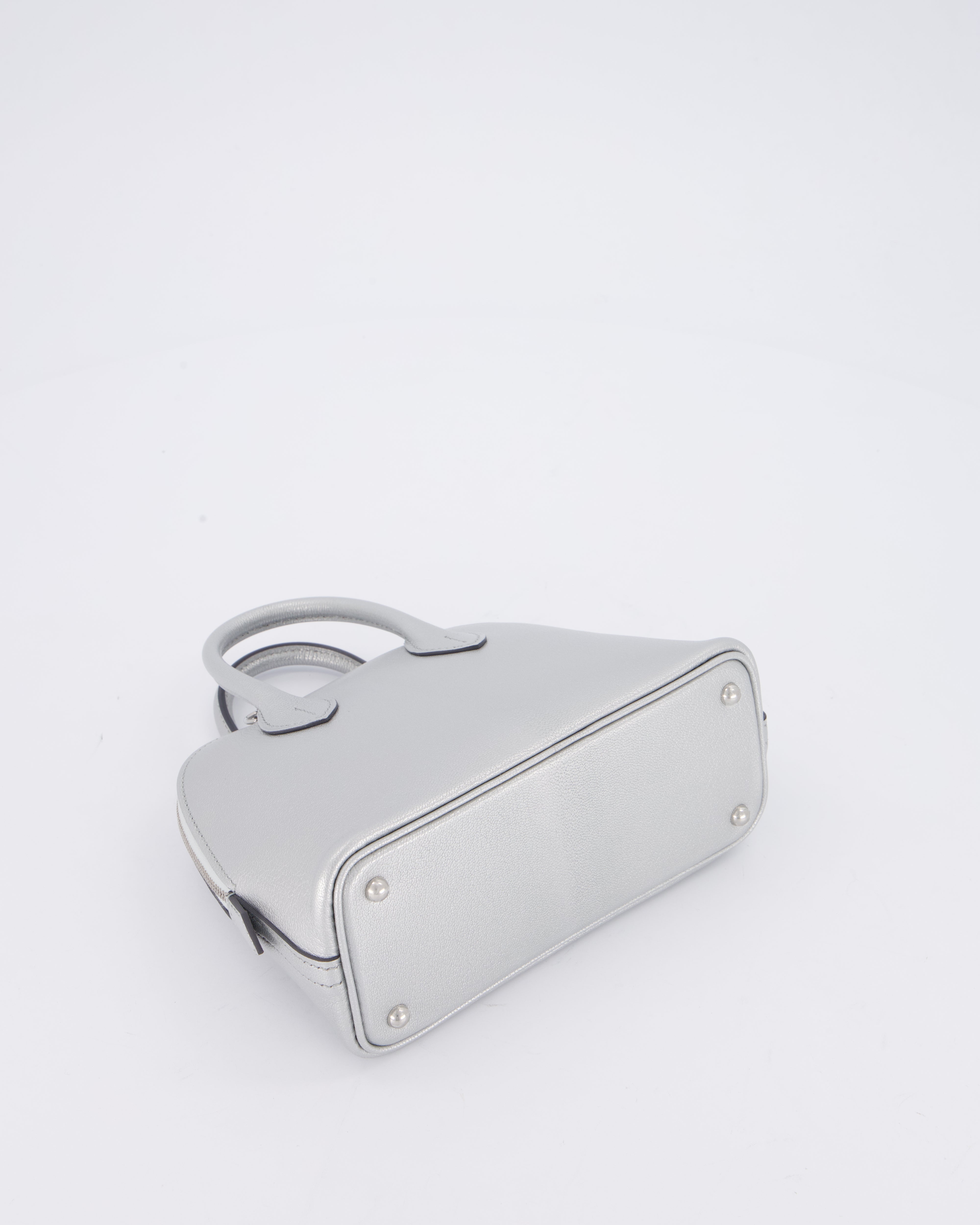 *HOT* Hermès Mini Bolide Bag in Argent Chevre Chamkila Leather with Palladium Hardware