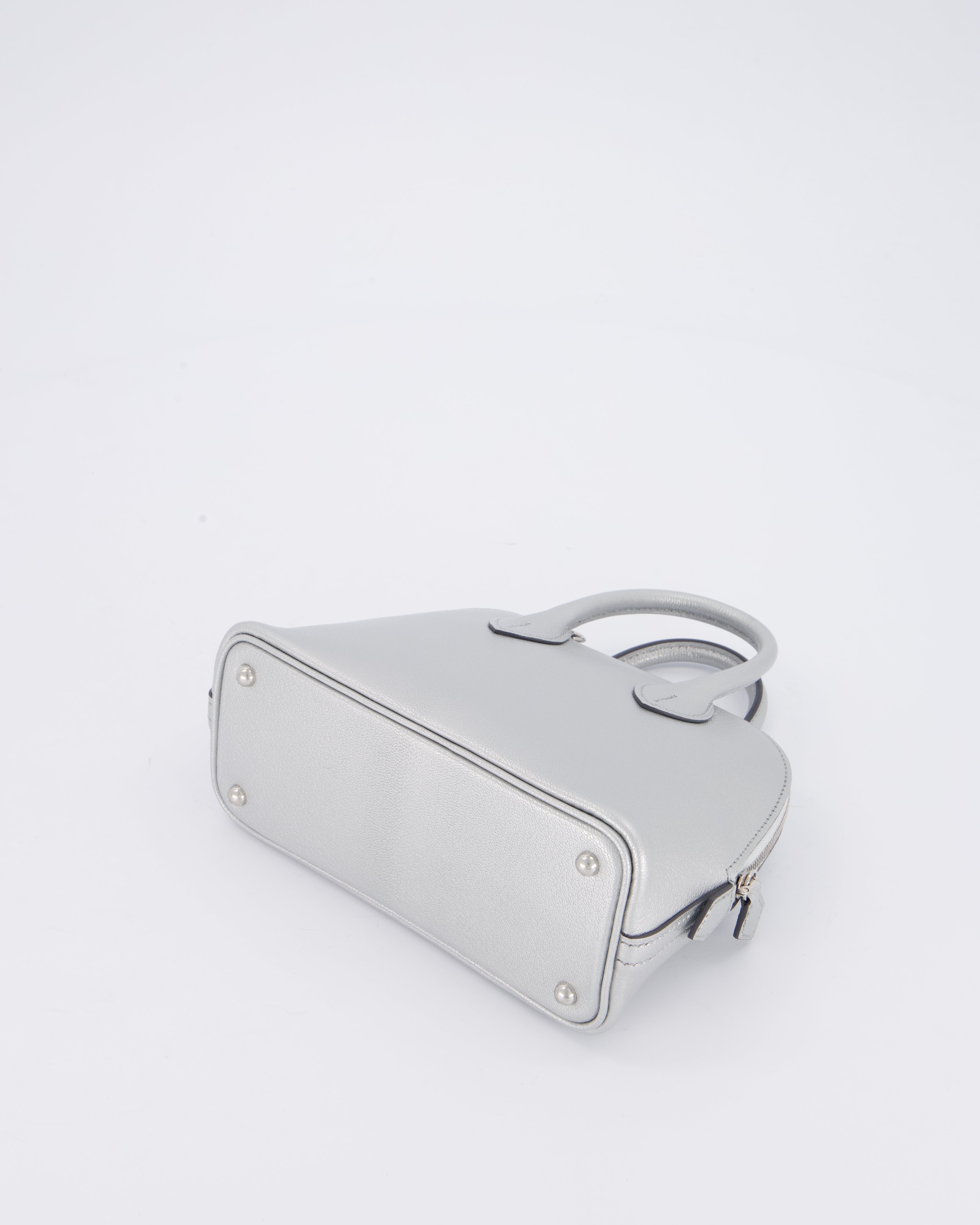 *HOT* Hermès Mini Bolide Bag in Argent Chevre Chamkila Leather with Palladium Hardware