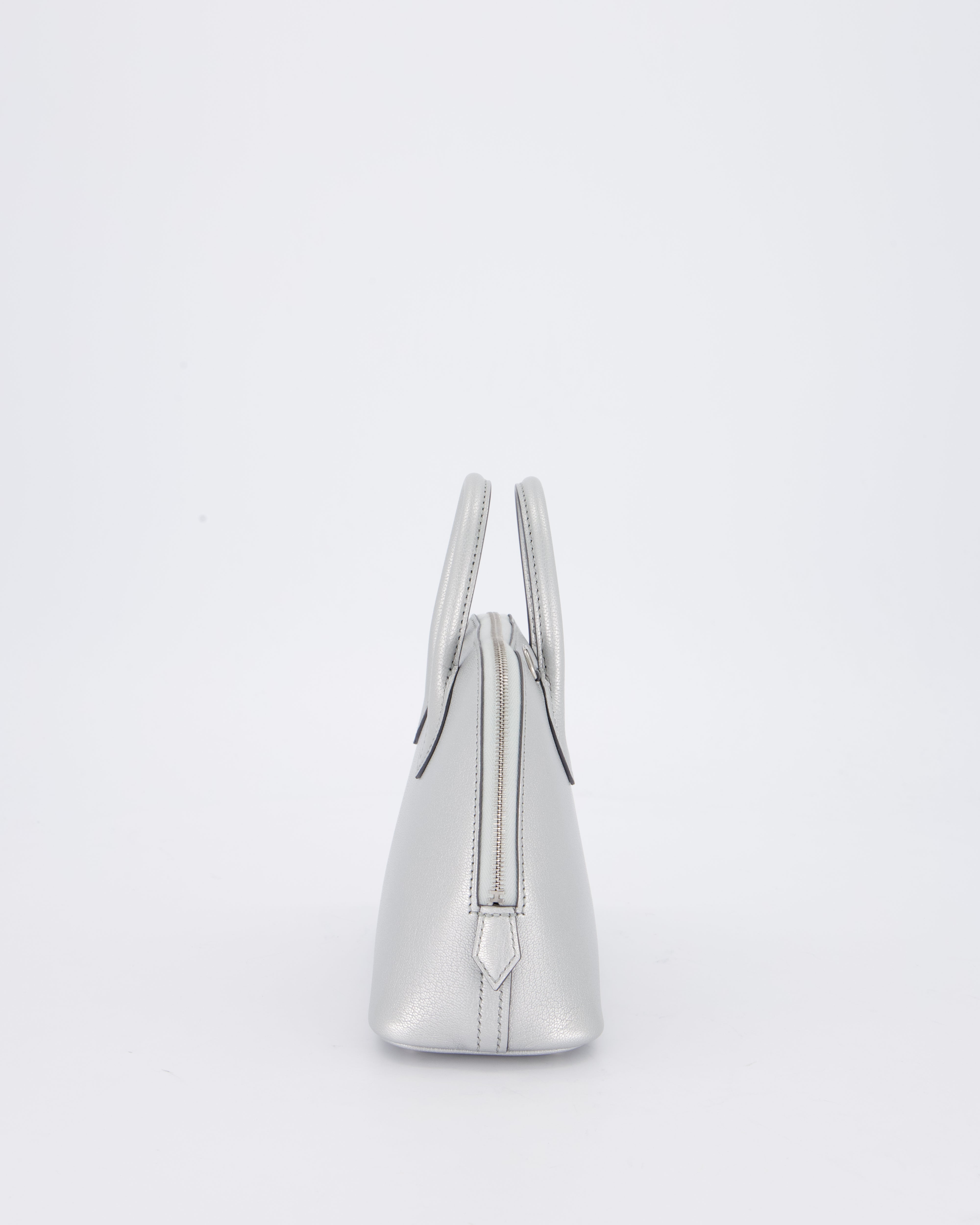 *HOT* Hermès Mini Bolide Bag in Argent Chevre Chamkila Leather with Palladium Hardware