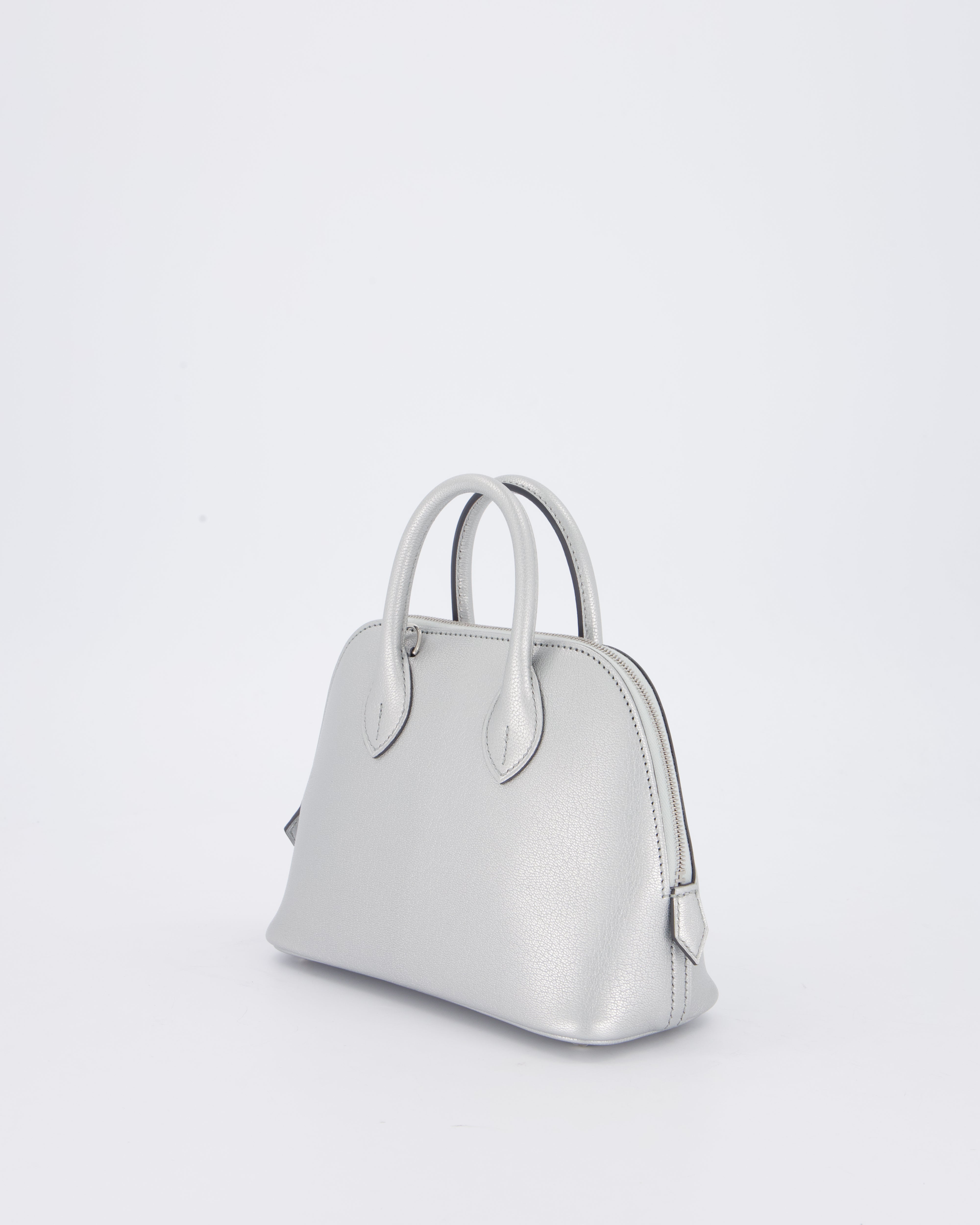 *HOT* Hermès Mini Bolide Bag in Argent Chevre Chamkila Leather with Palladium Hardware