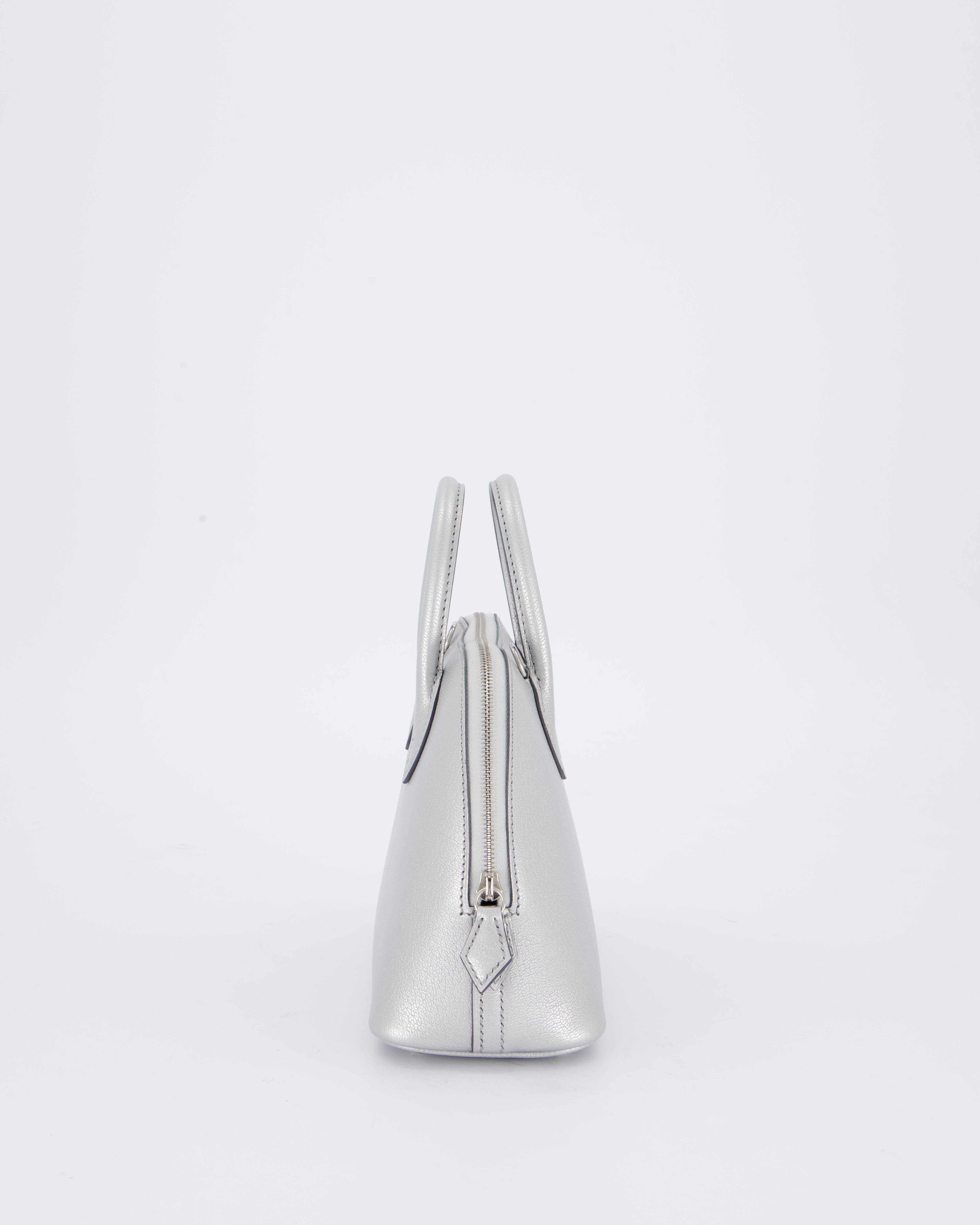 *HOT* Hermès Mini Bolide Bag in Argent Chevre Chamkila Leather with Palladium Hardware