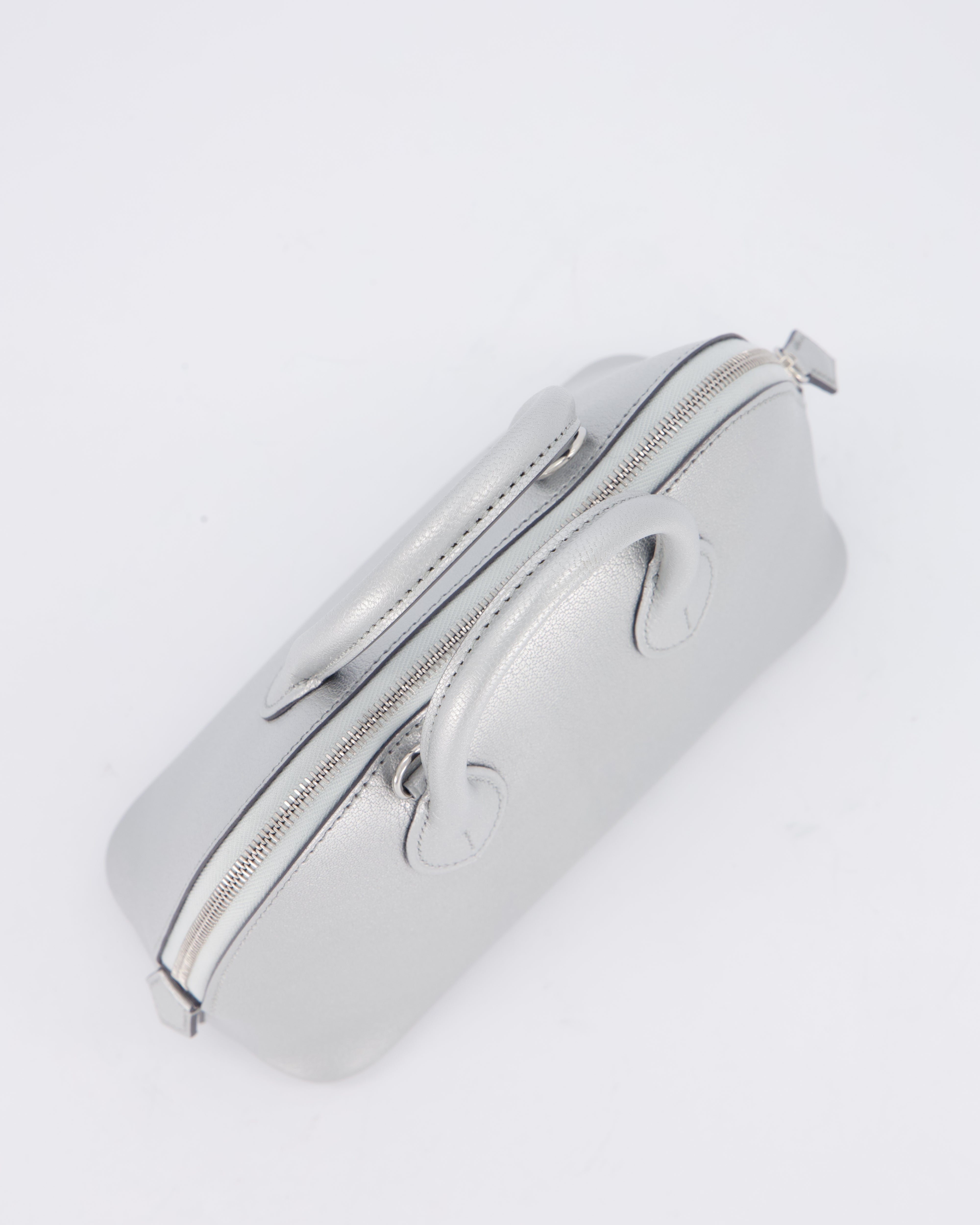 *HOT* Hermès Mini Bolide Bag in Argent Chevre Chamkila Leather with Palladium Hardware