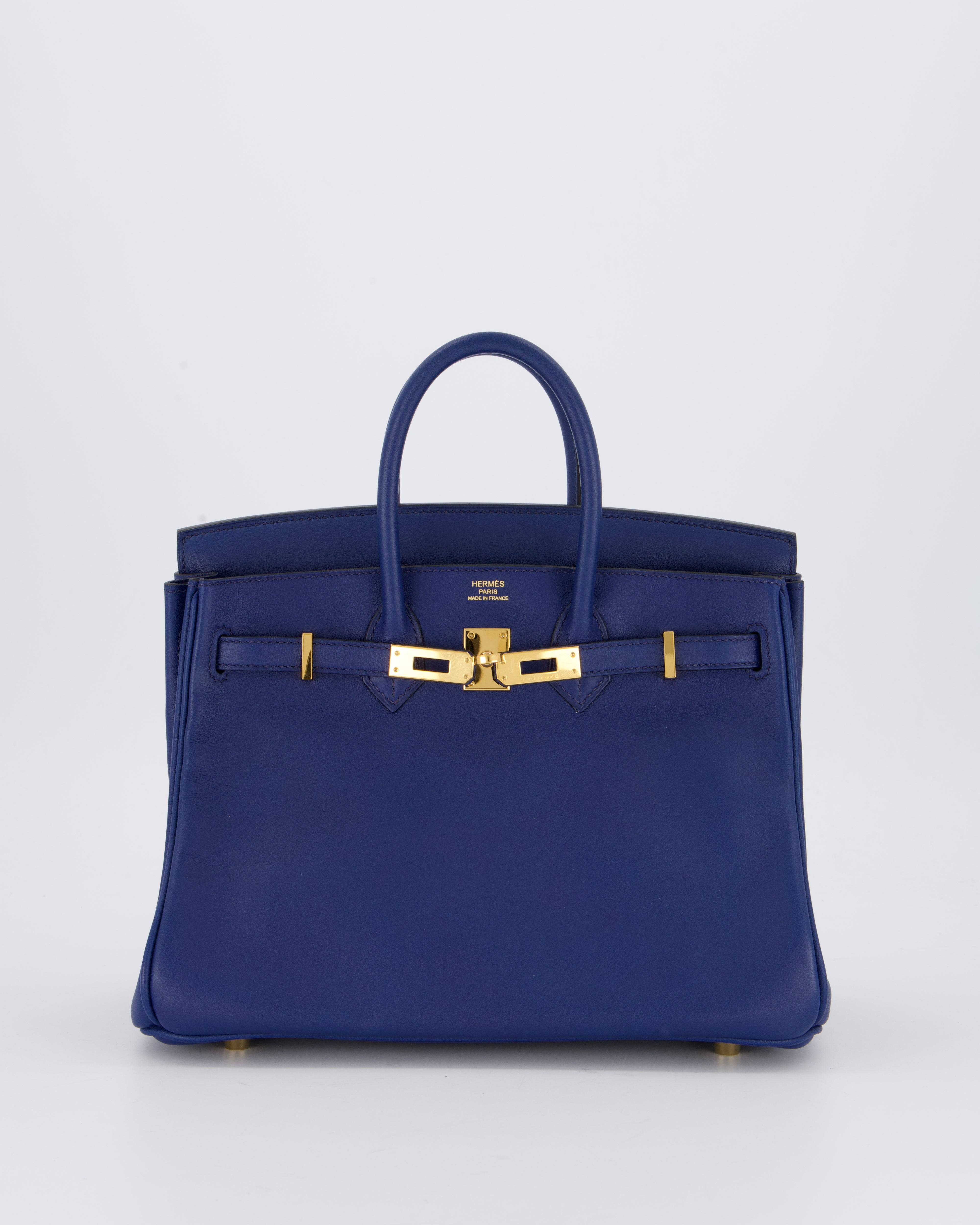 Hermès Birkin 25 Retourne Bag in Bleu Saphir Swift Leather with Gold Hardware