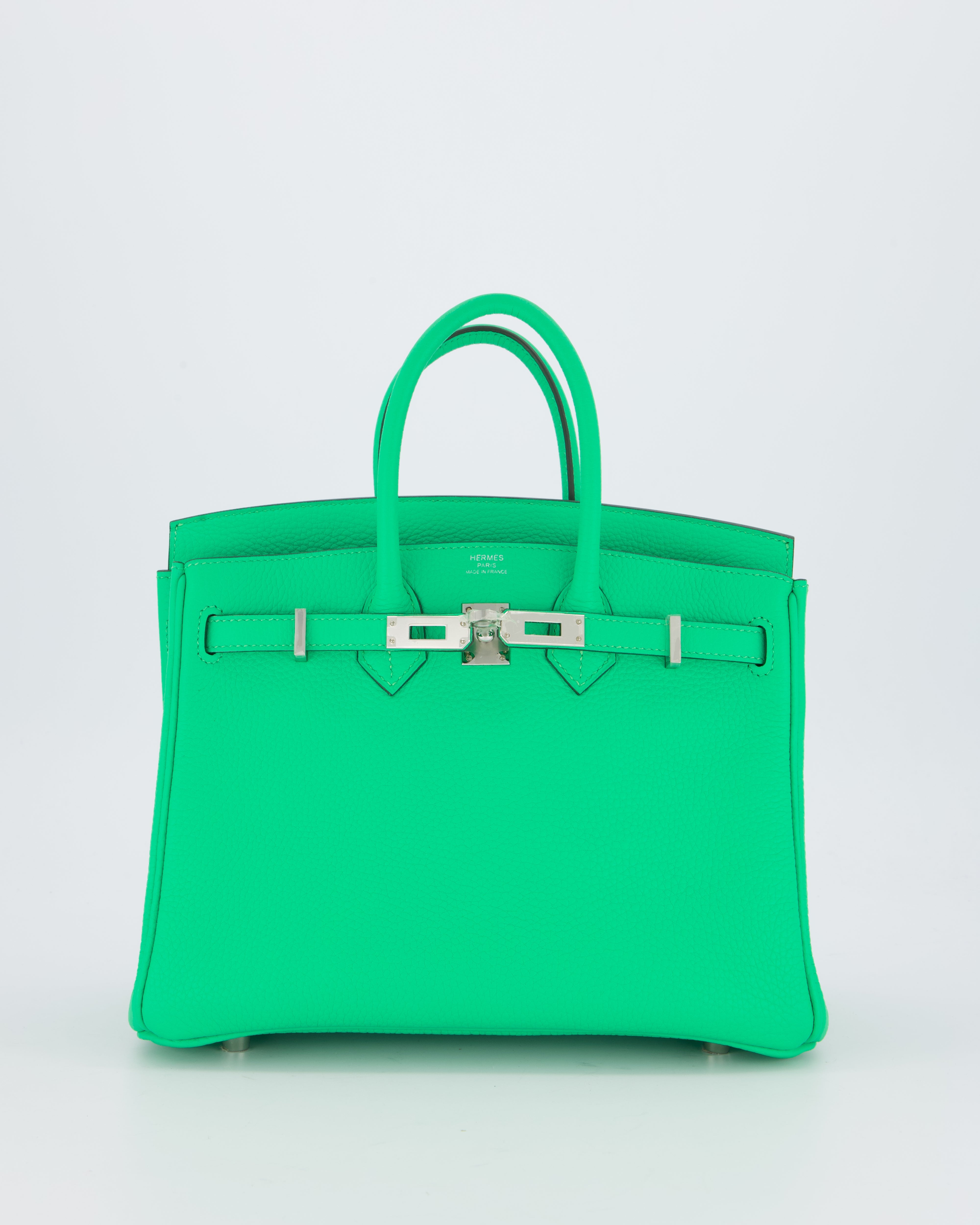 Hermès Birkin 25 Retourne Bag in Vert Comics Togo Leather with Palladium Hardware