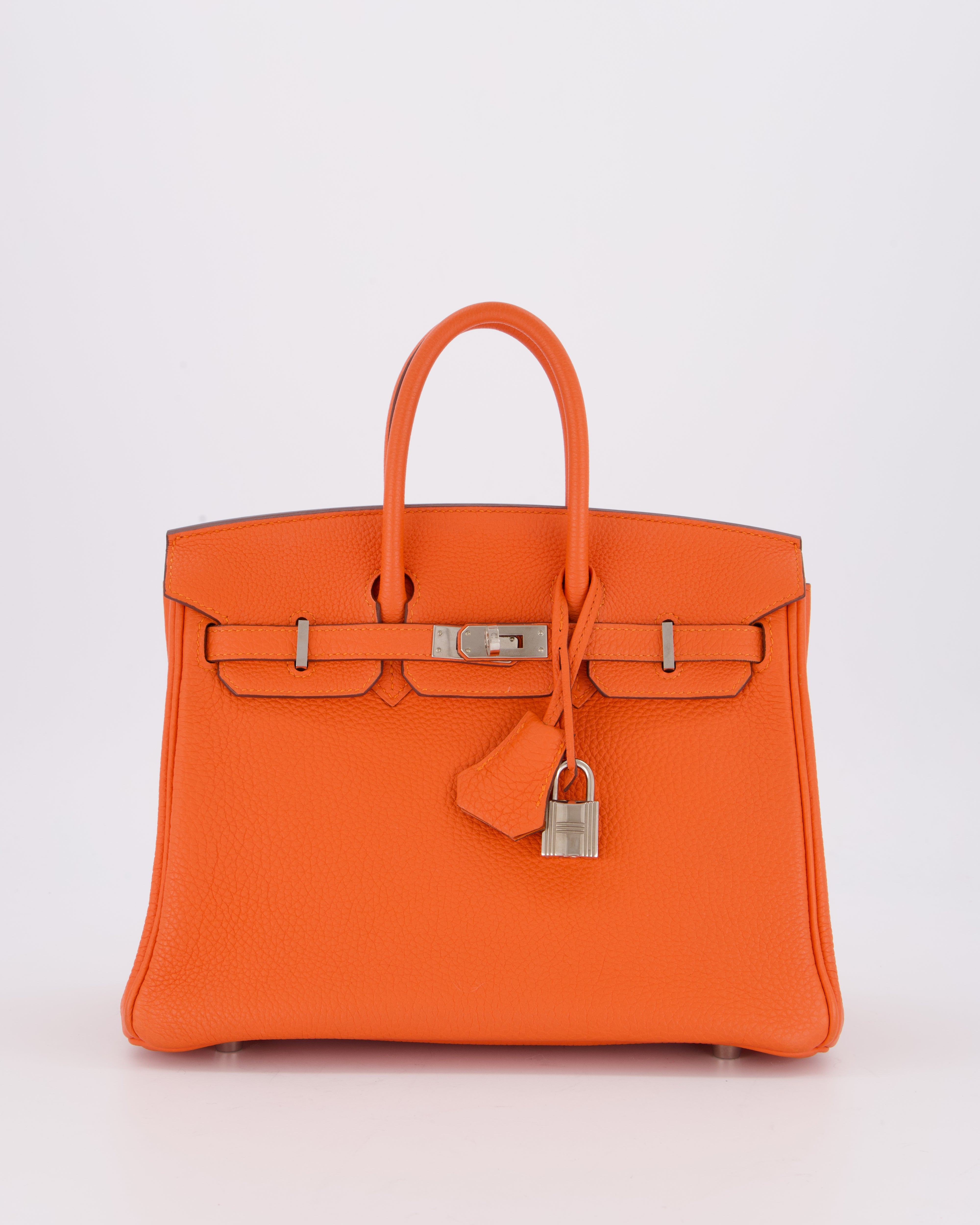 Hermès Birkin 25 Retourne Bag in Feu Togo Leather with Palladium Hardware