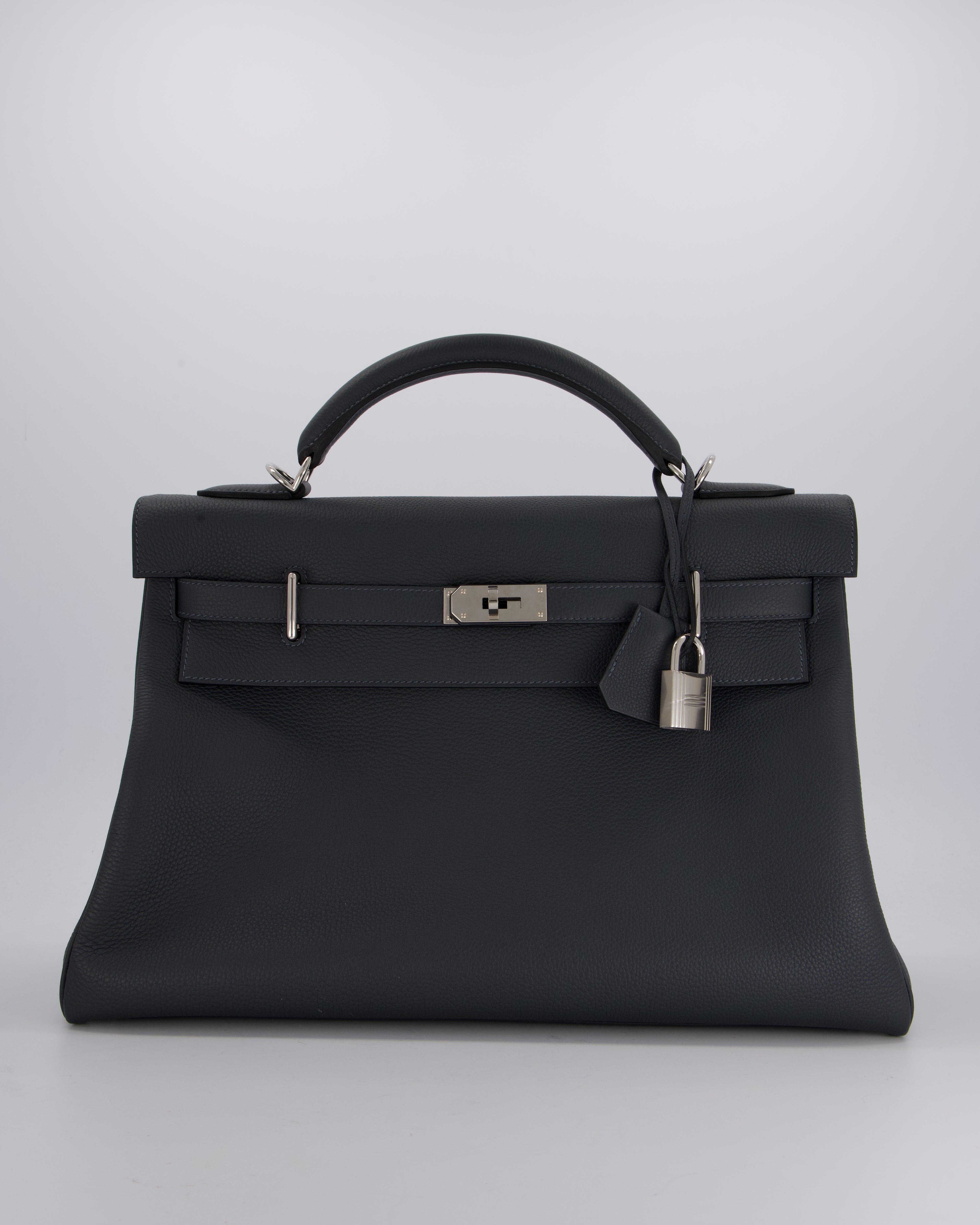 *RARE* Hermès Kelly 42 Maxi Retourne Bag in Gris Misty Togo Leather with Palladium Hardware
