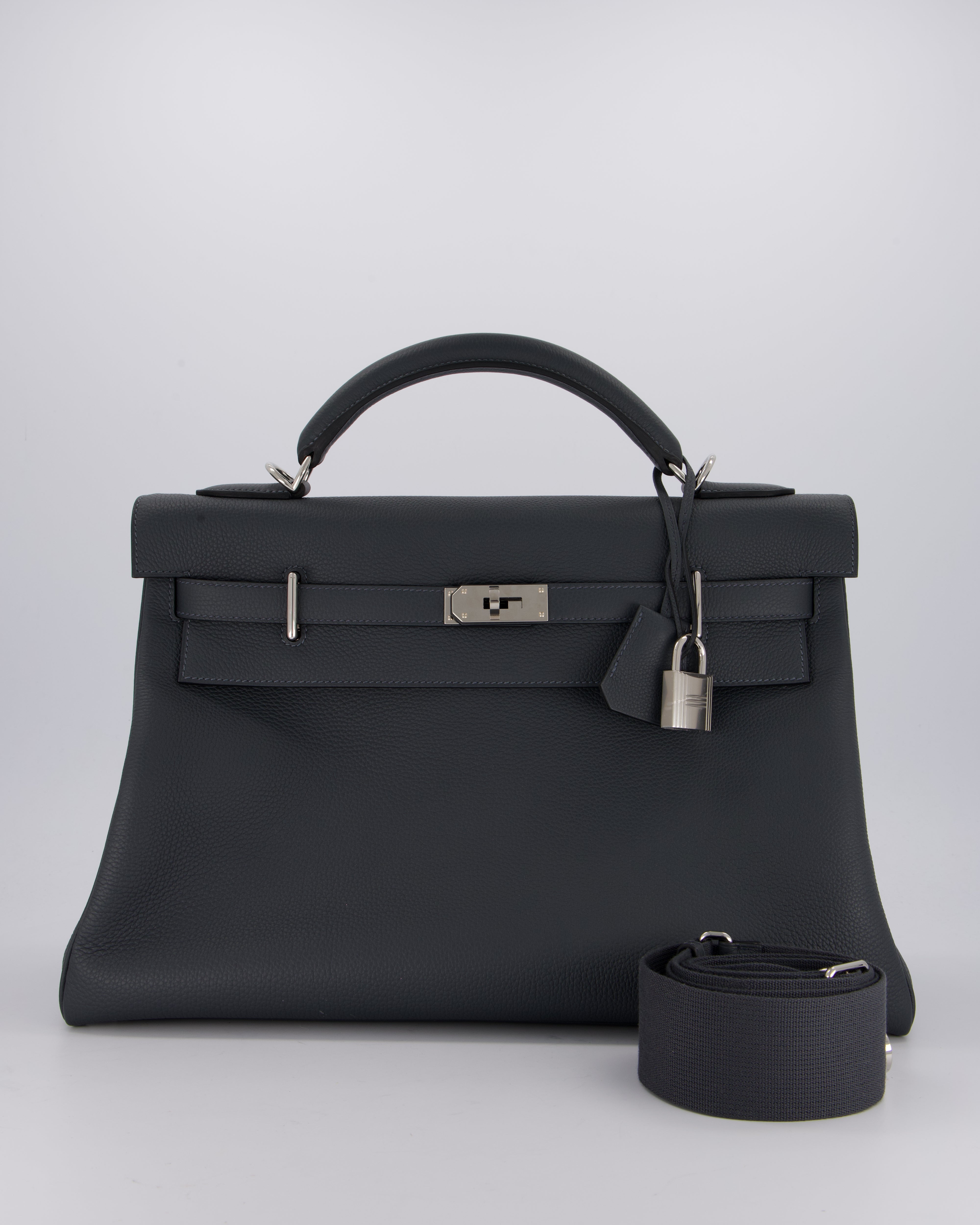 *RARE* Hermès Kelly 42 Maxi Retourne Bag in Gris Misty Togo Leather with Palladium Hardware
