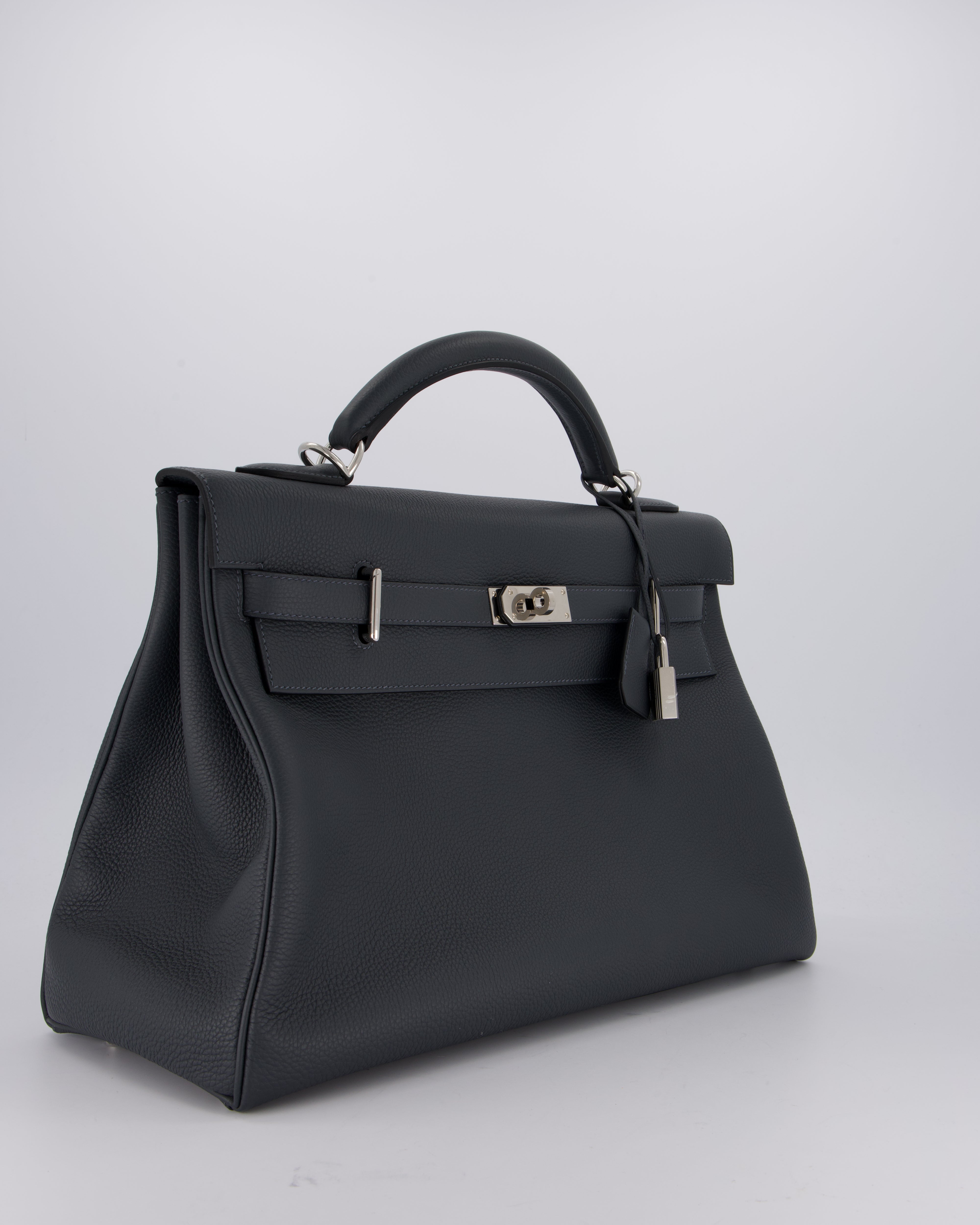 *RARE* Hermès Kelly 42 Maxi Retourne Bag in Gris Misty Togo Leather with Palladium Hardware