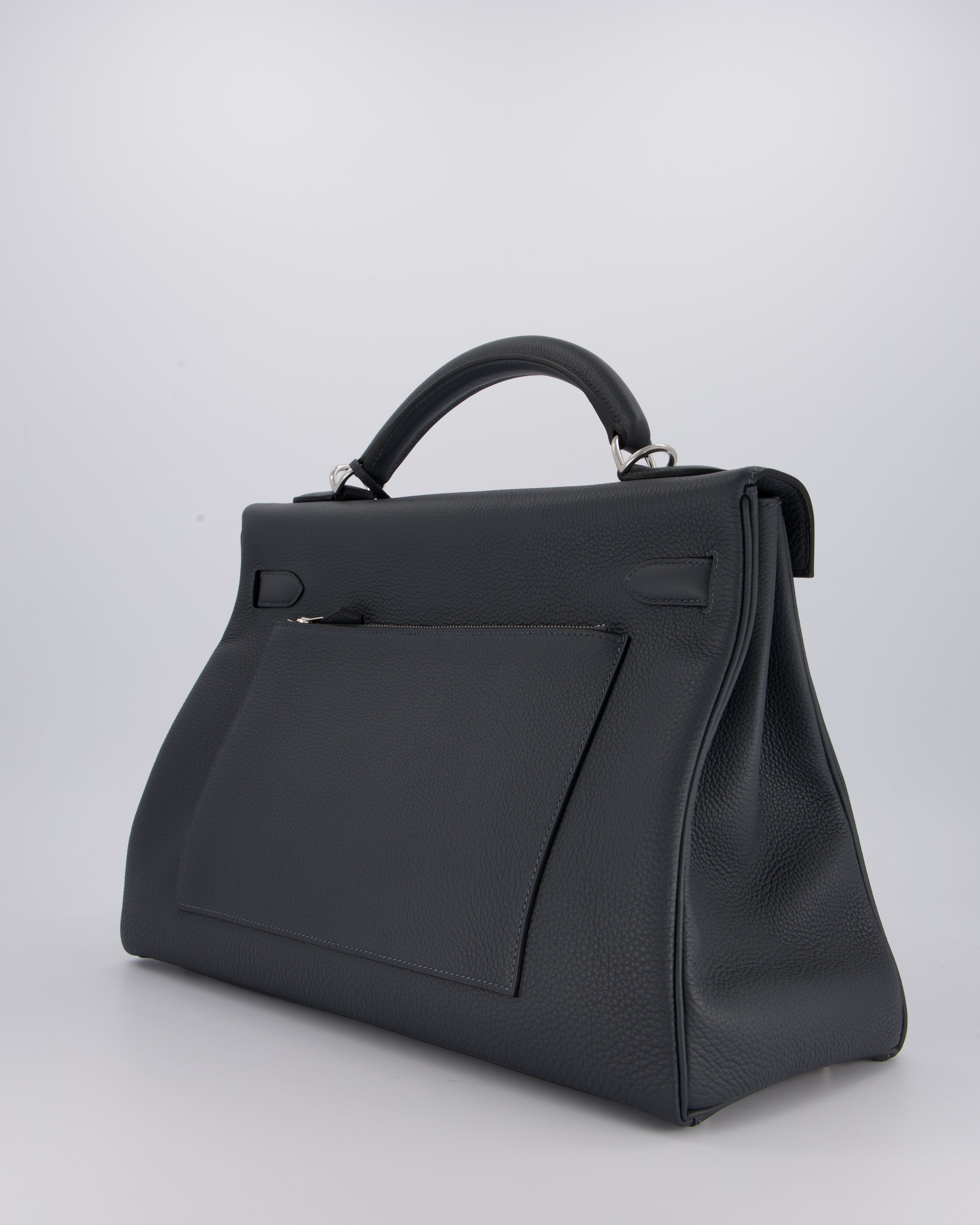 *RARE* Hermès Kelly 42 Maxi Retourne Bag in Gris Misty Togo Leather with Palladium Hardware