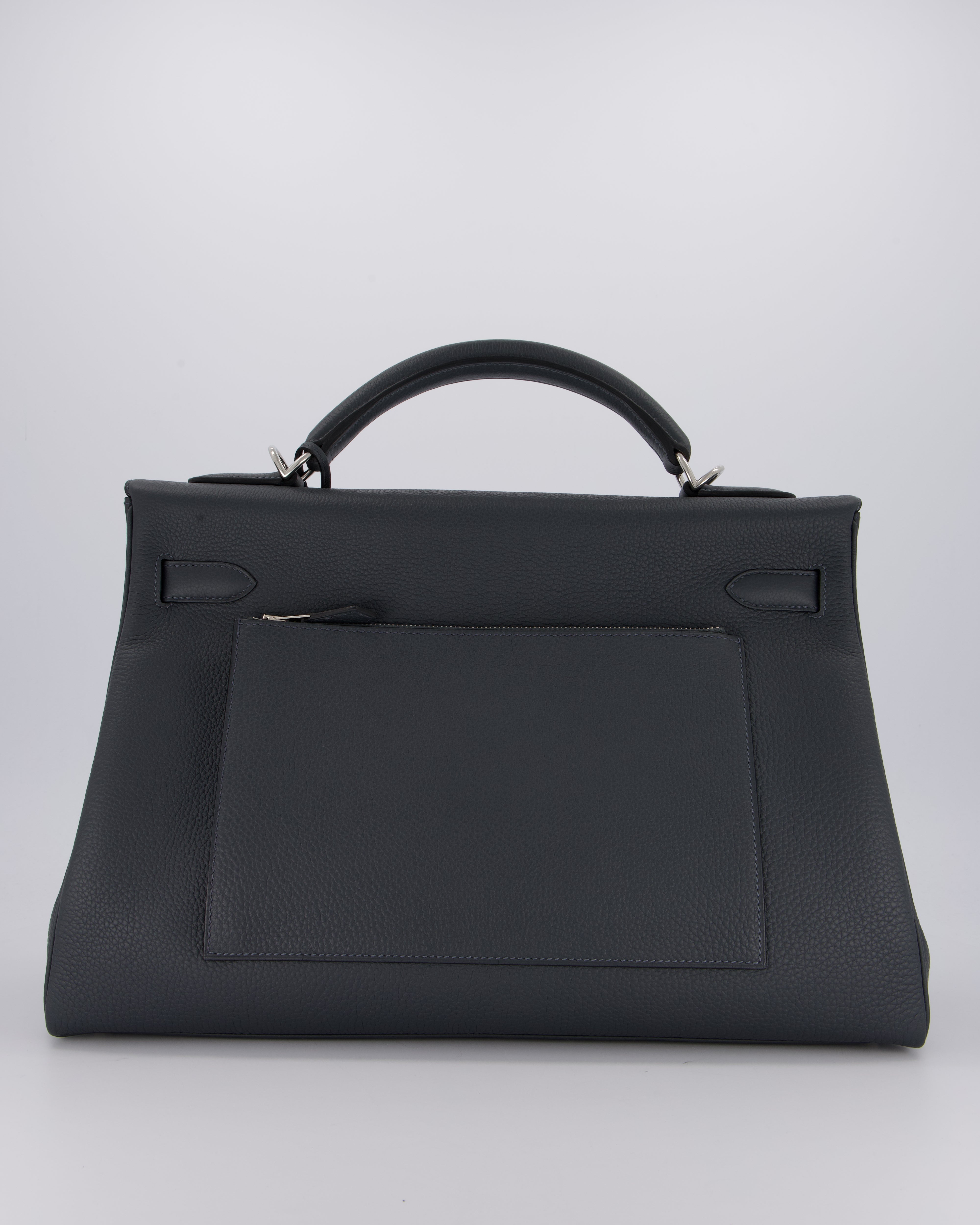 *RARE* Hermès Kelly 42 Maxi Retourne Bag in Gris Misty Togo Leather with Palladium Hardware