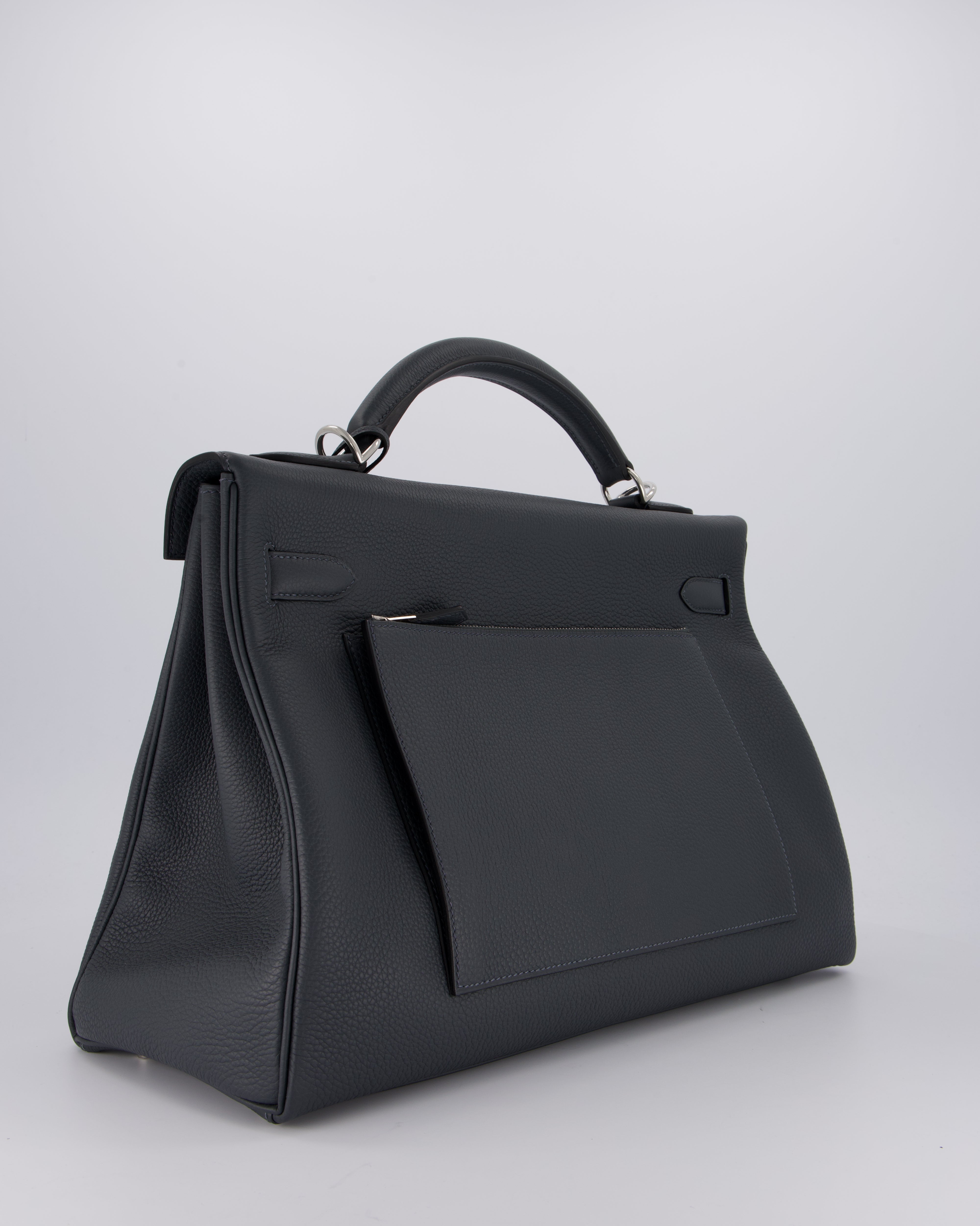 *RARE* Hermès Kelly 42 Maxi Retourne Bag in Gris Misty Togo Leather with Palladium Hardware