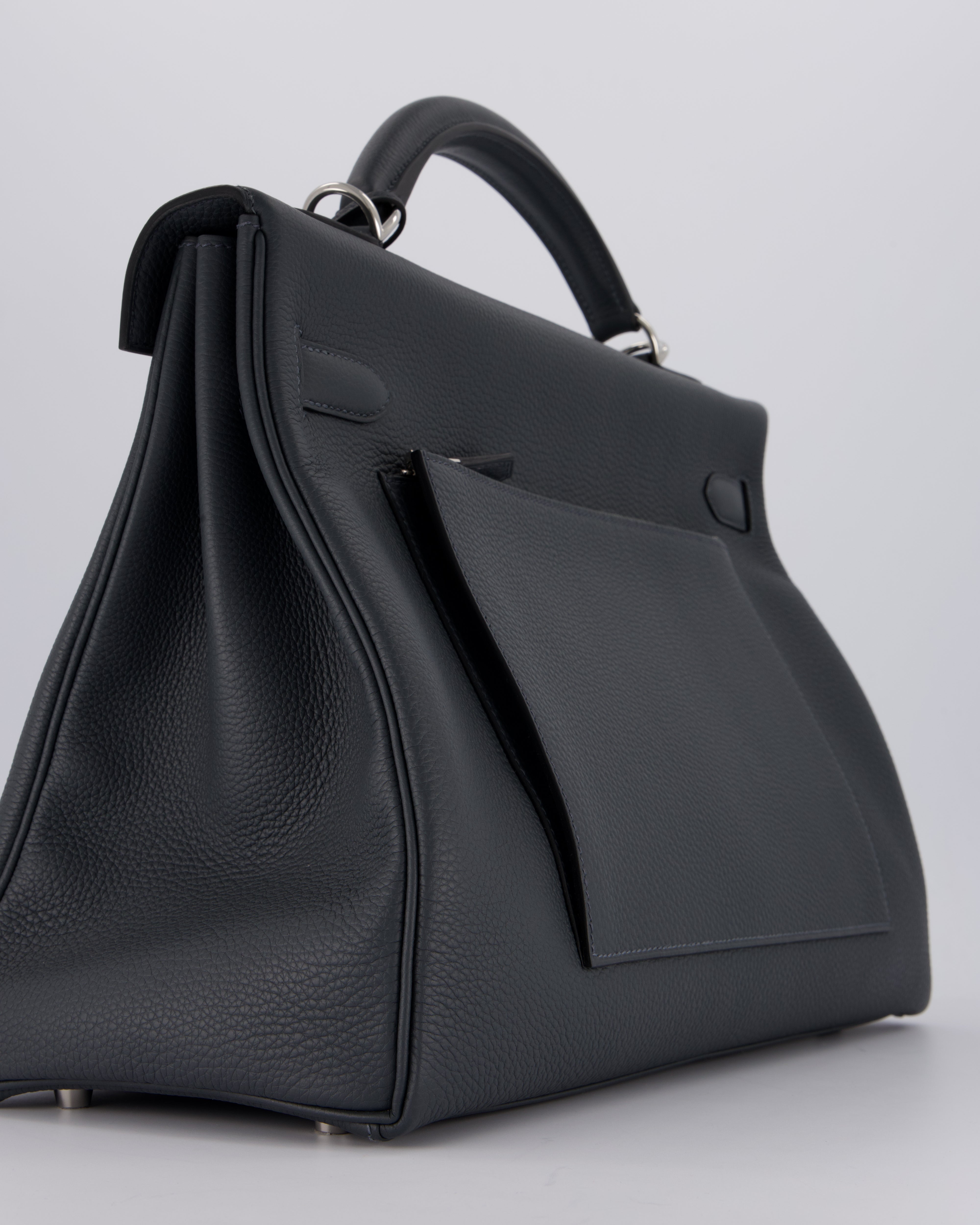*RARE* Hermès Kelly 42 Maxi Retourne Bag in Gris Misty Togo Leather with Palladium Hardware