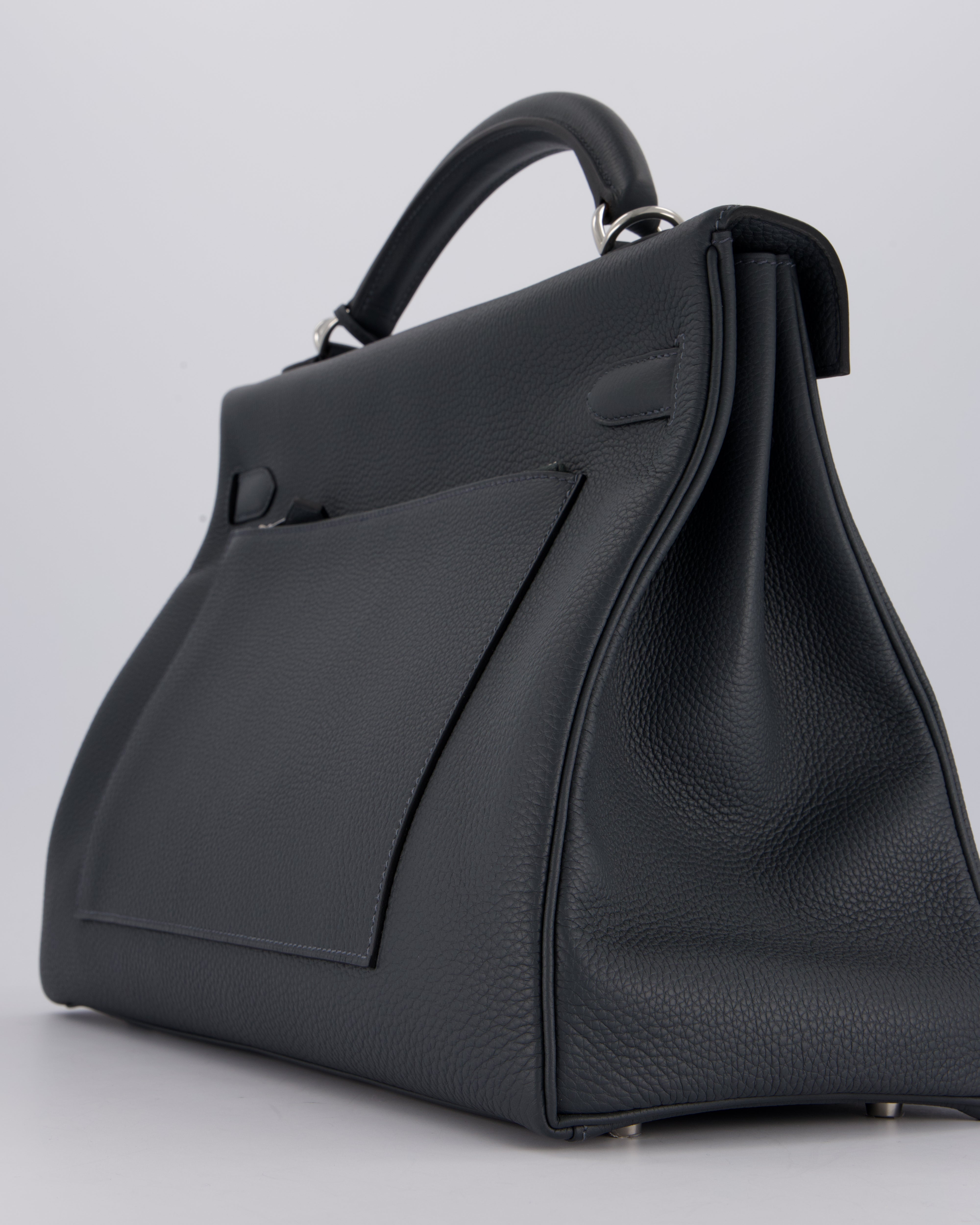 *RARE* Hermès Kelly 42 Maxi Retourne Bag in Gris Misty Togo Leather with Palladium Hardware