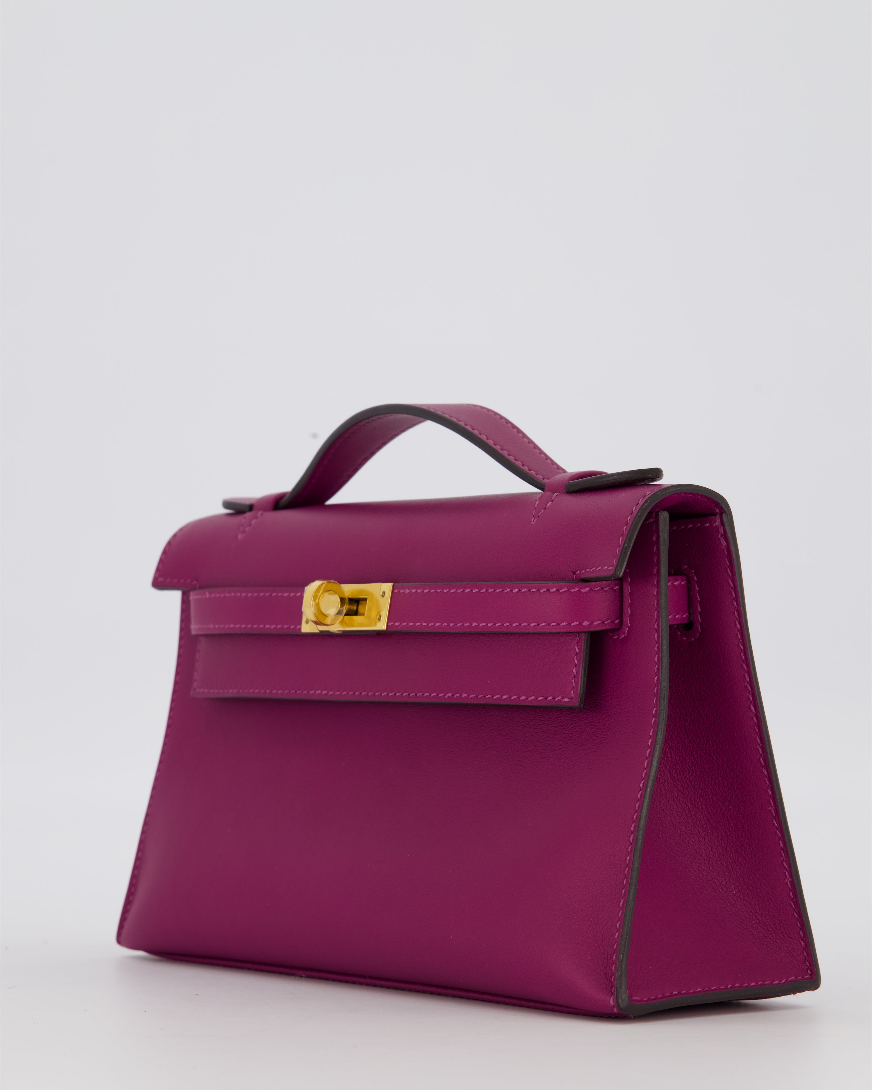 *RARE COLOUR* Hermès Kelly Pochette Bag in Anemone Swift Leather and Gold Hardware