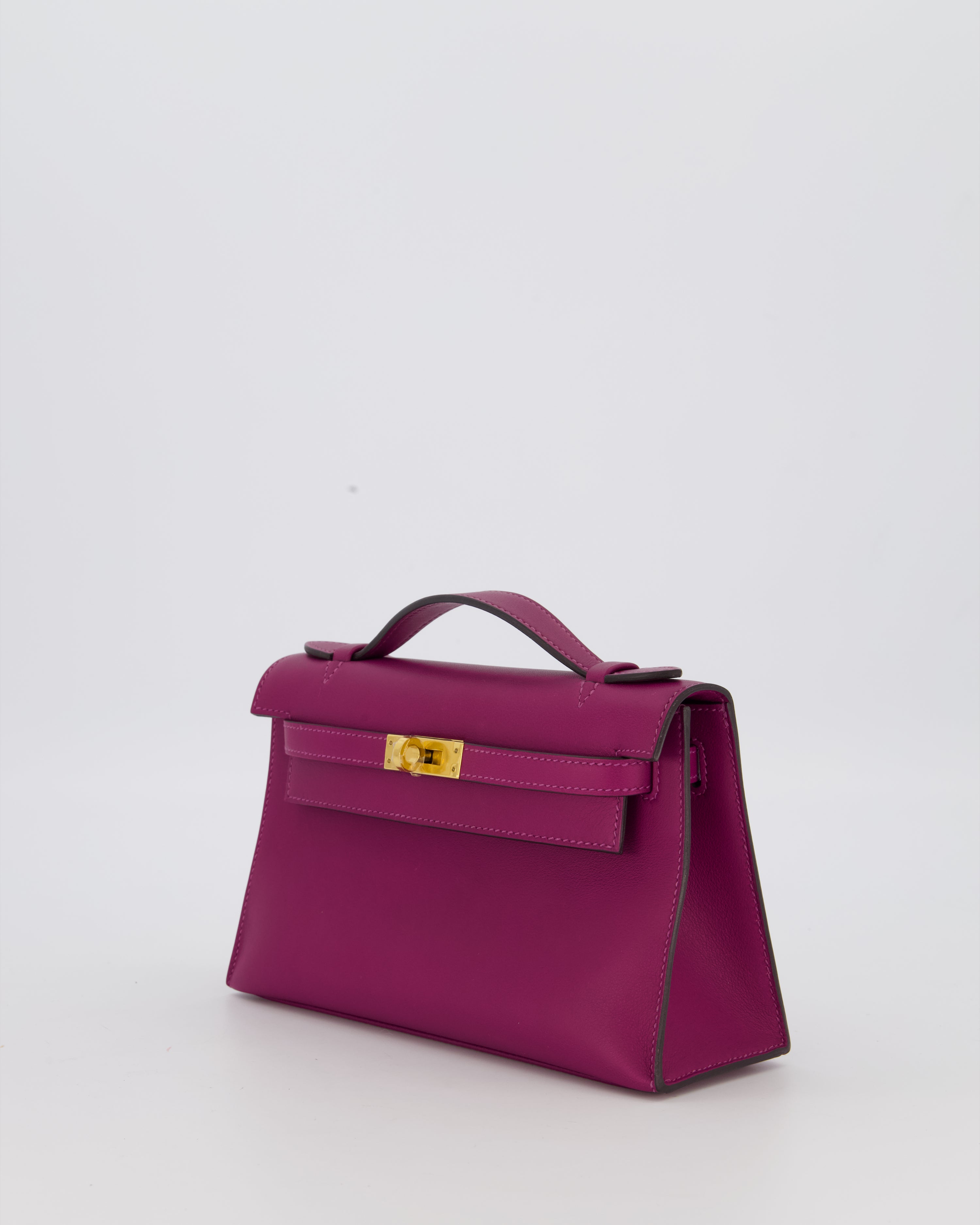 *RARE COLOUR* Hermès Kelly Pochette Bag in Anemone Swift Leather and Gold Hardware