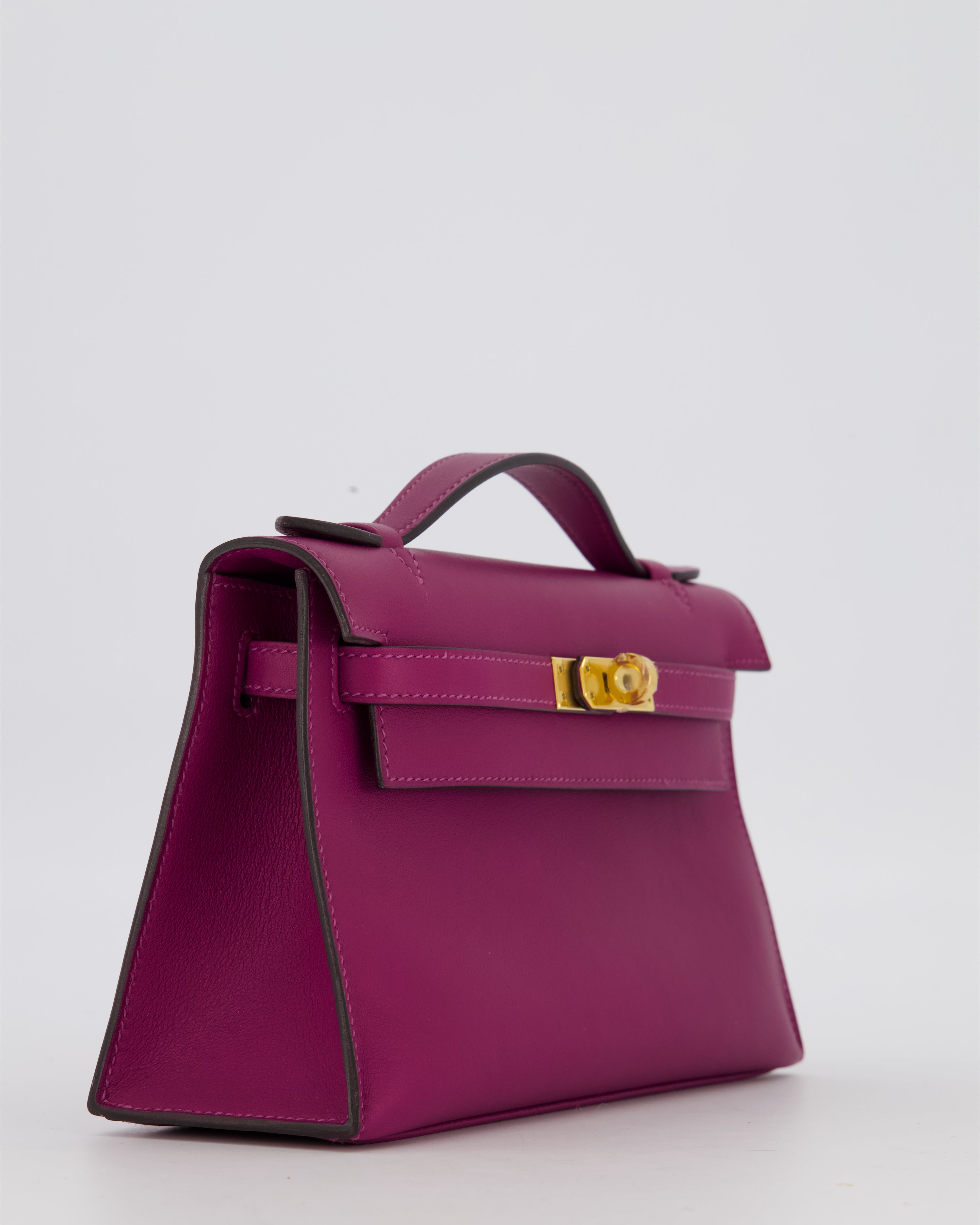 *RARE COLOUR* Hermès Kelly Pochette Bag in Anemone Swift Leather and Gold Hardware
