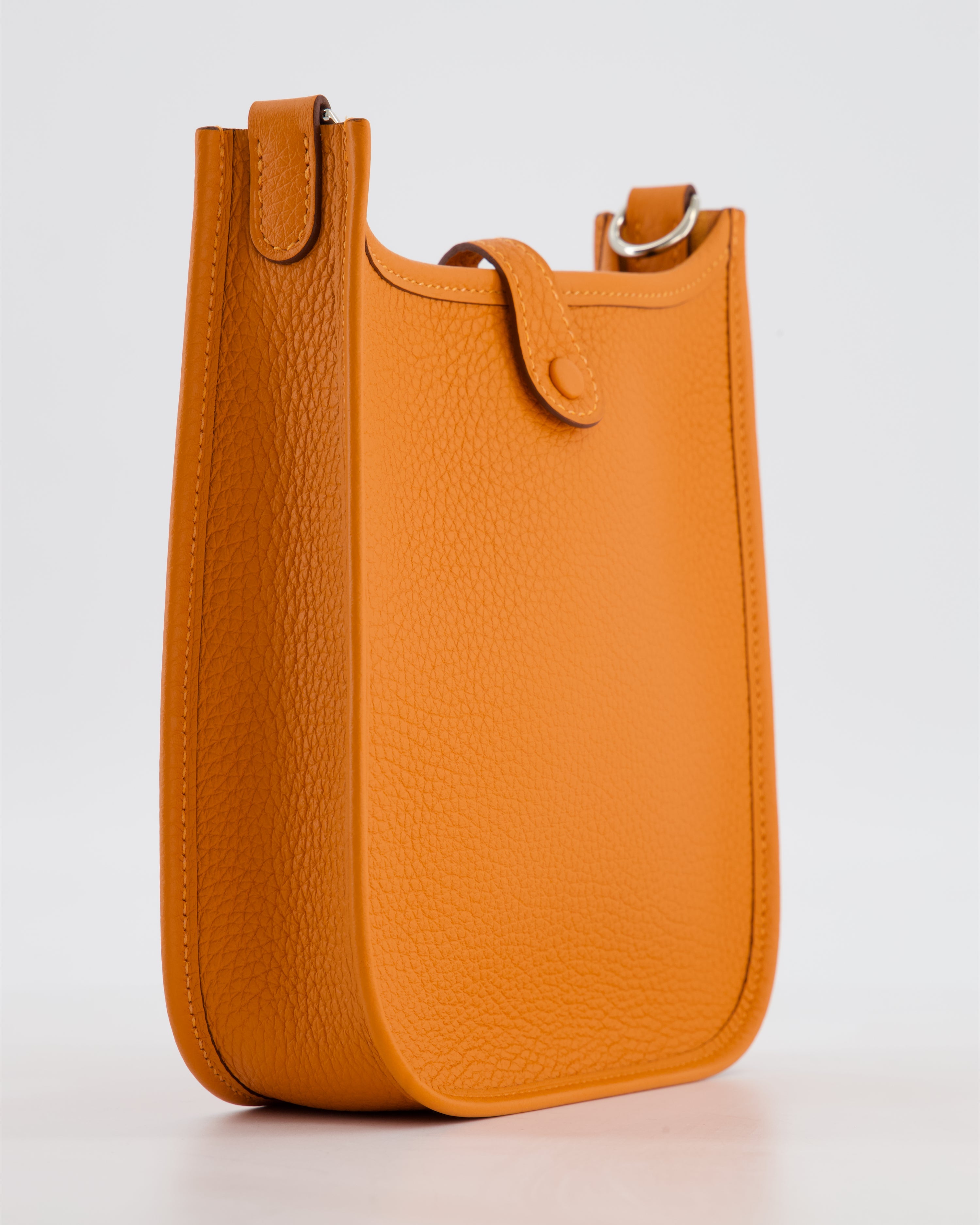 Hermès Mini Evelyne Bag in Orange Clemence Leather with Palladium Hardware