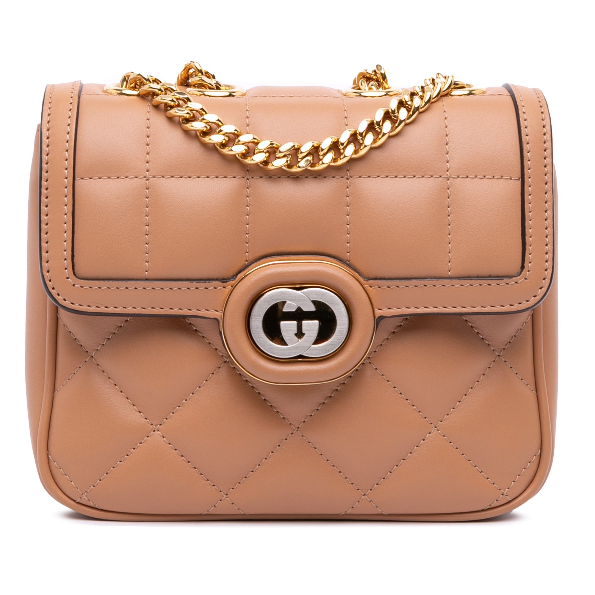 Deco Chain Flap Bag Mixed Matelasse Leather Small