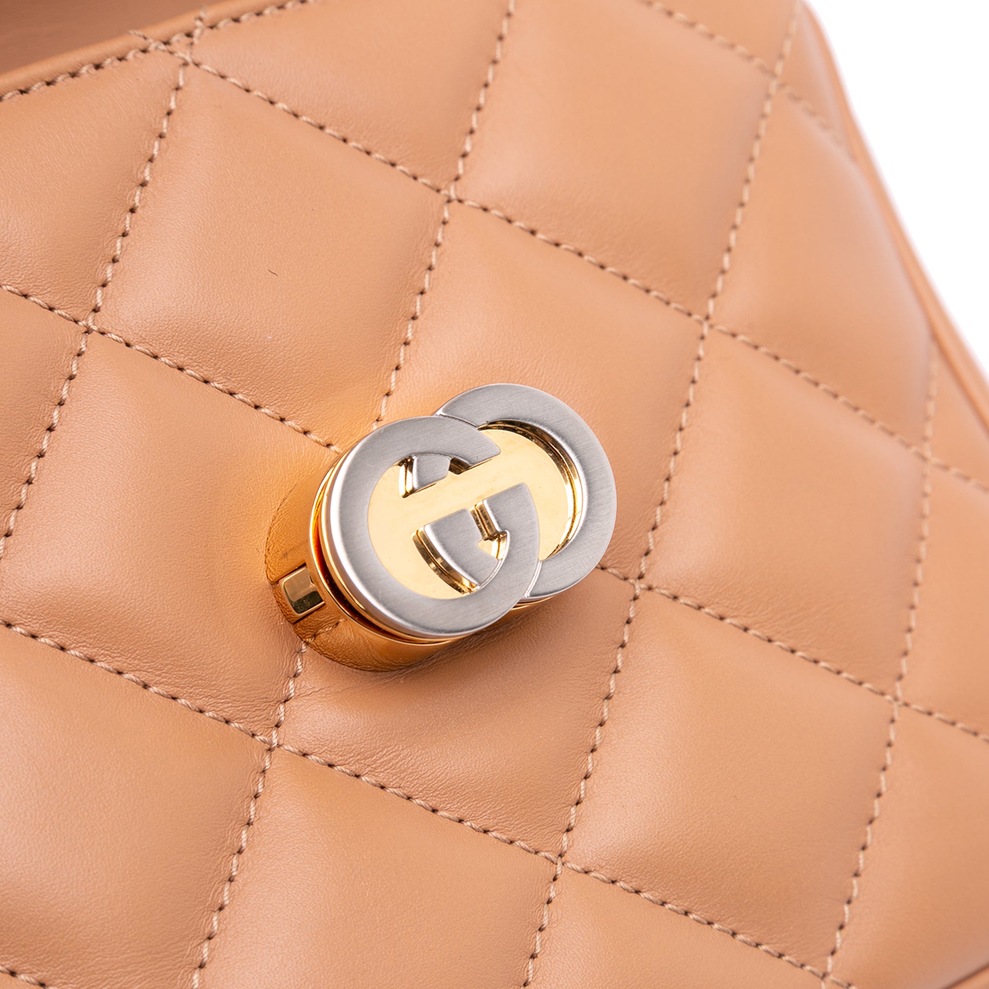 Deco Chain Flap Bag Mixed Matelasse Leather Small