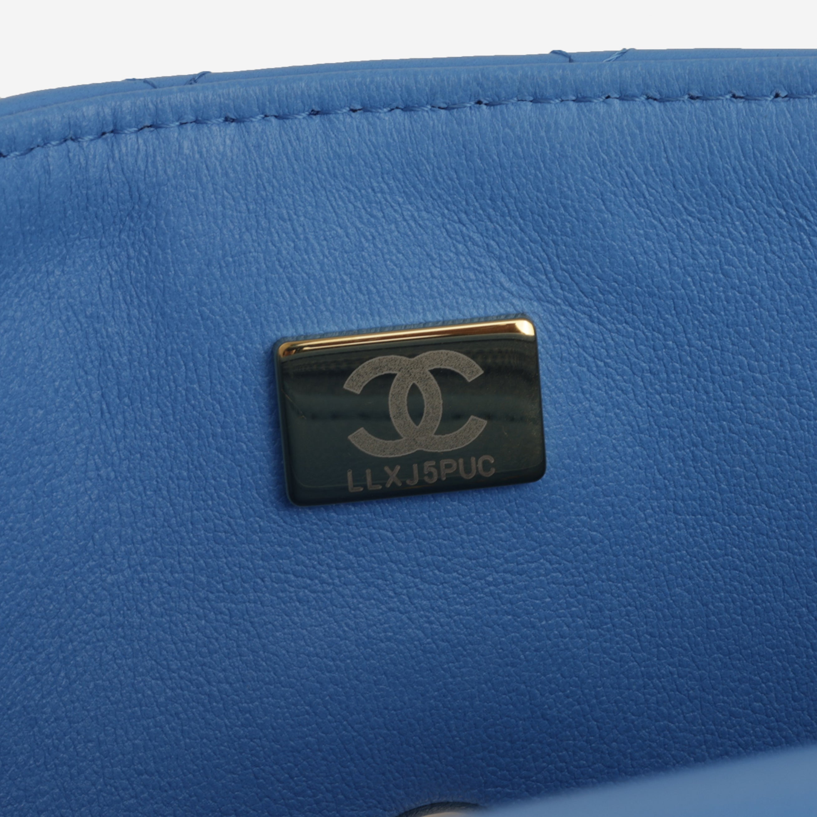 Chanel Mini Top Handle Flap - Blue Lambskin  | Champagne Gold Hardware