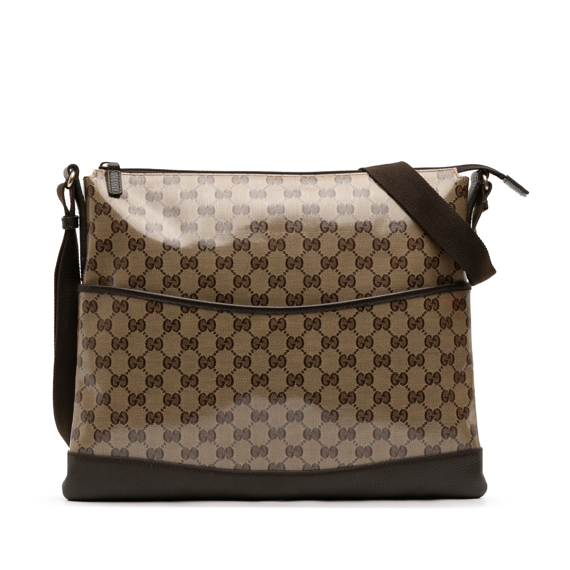 Zip Messenger Bag GG Coated Canvas Medium