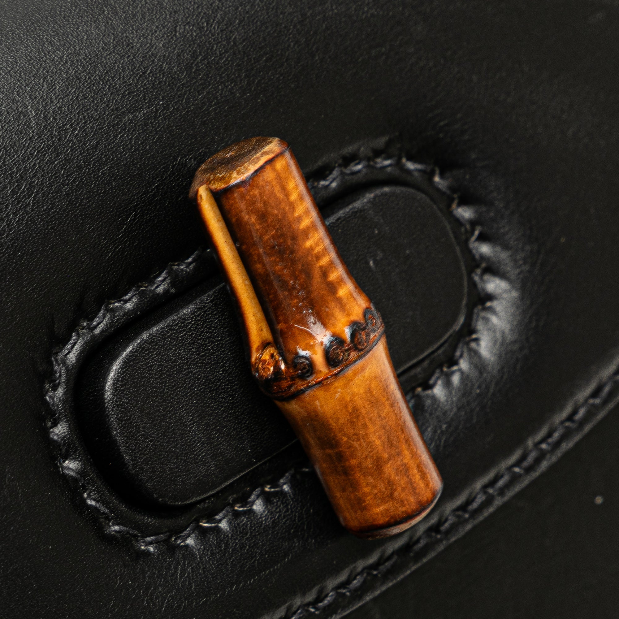 Vintage Convertible Bamboo Top Handle Bag Leather Small