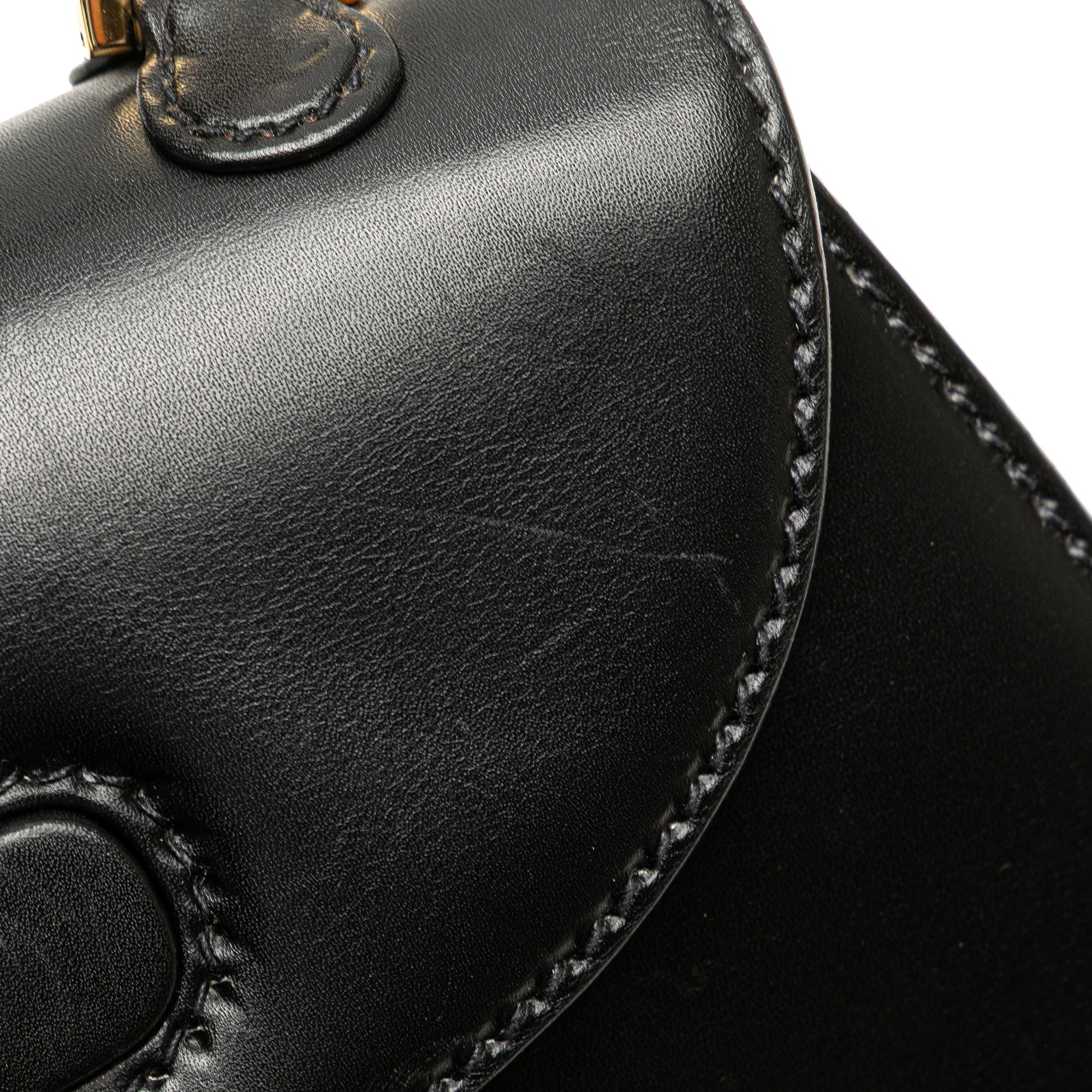 Vintage Convertible Bamboo Top Handle Bag Leather Small