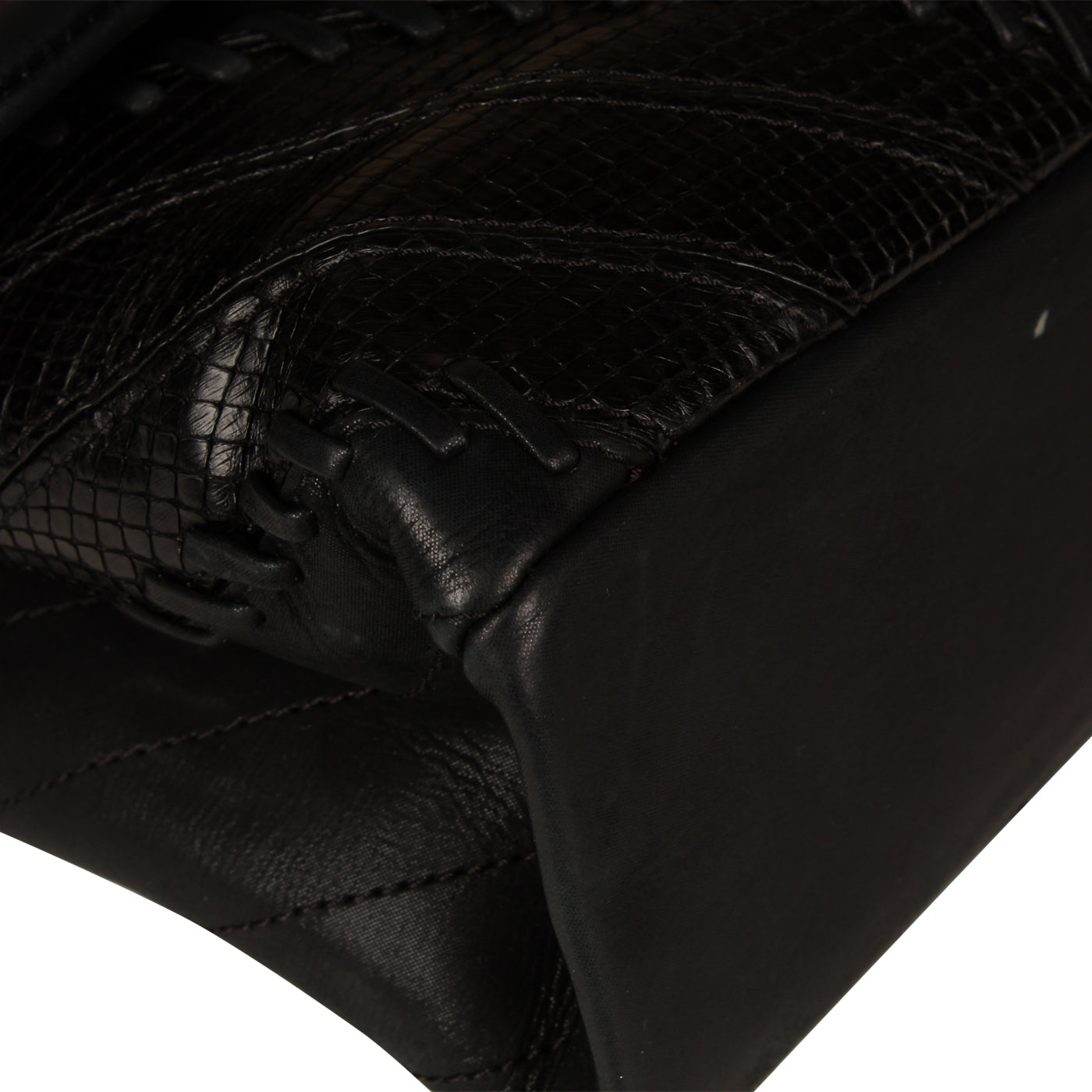 Mixed Leather and Python Flap Bag