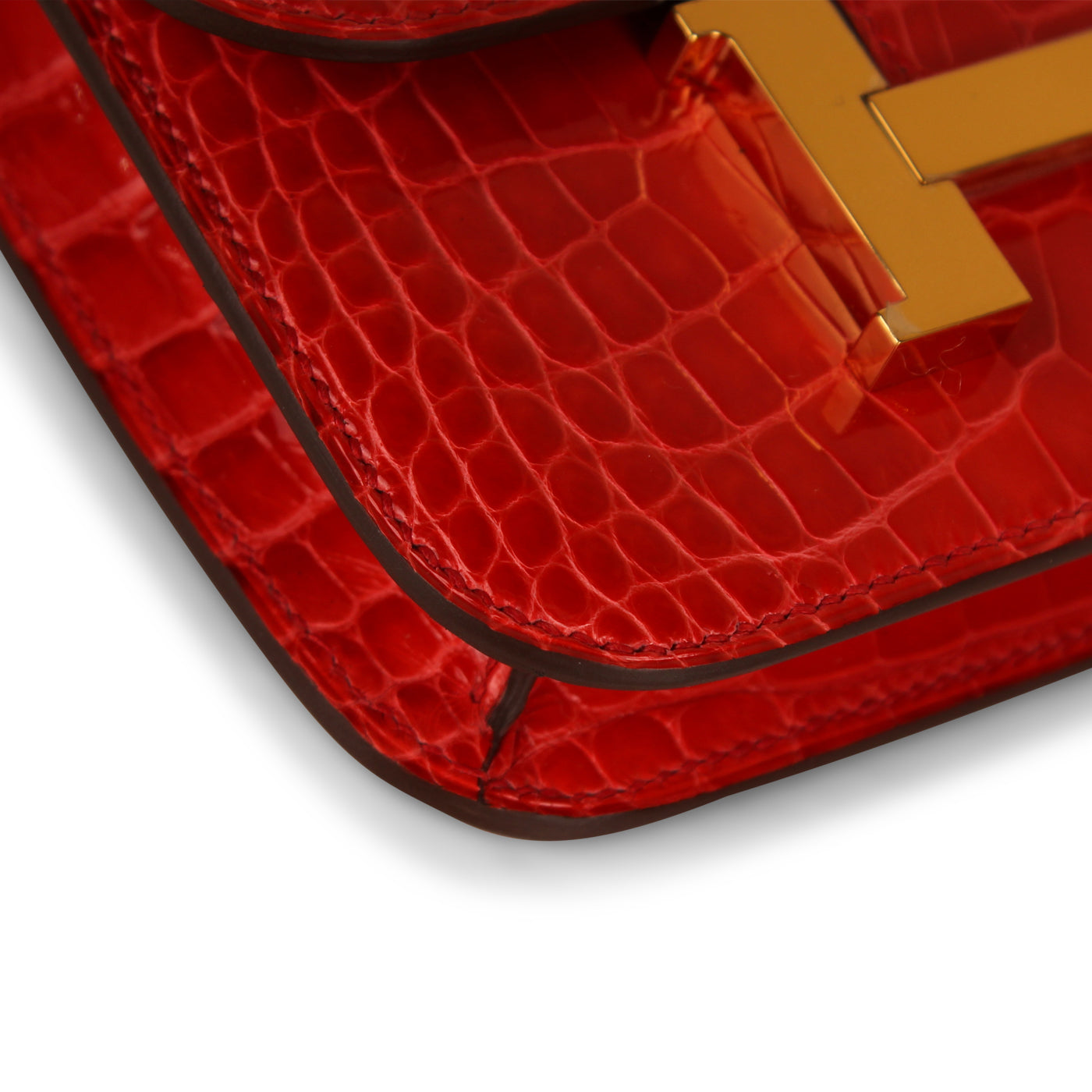 Mini Constance Croco Pouch - Red Nilo