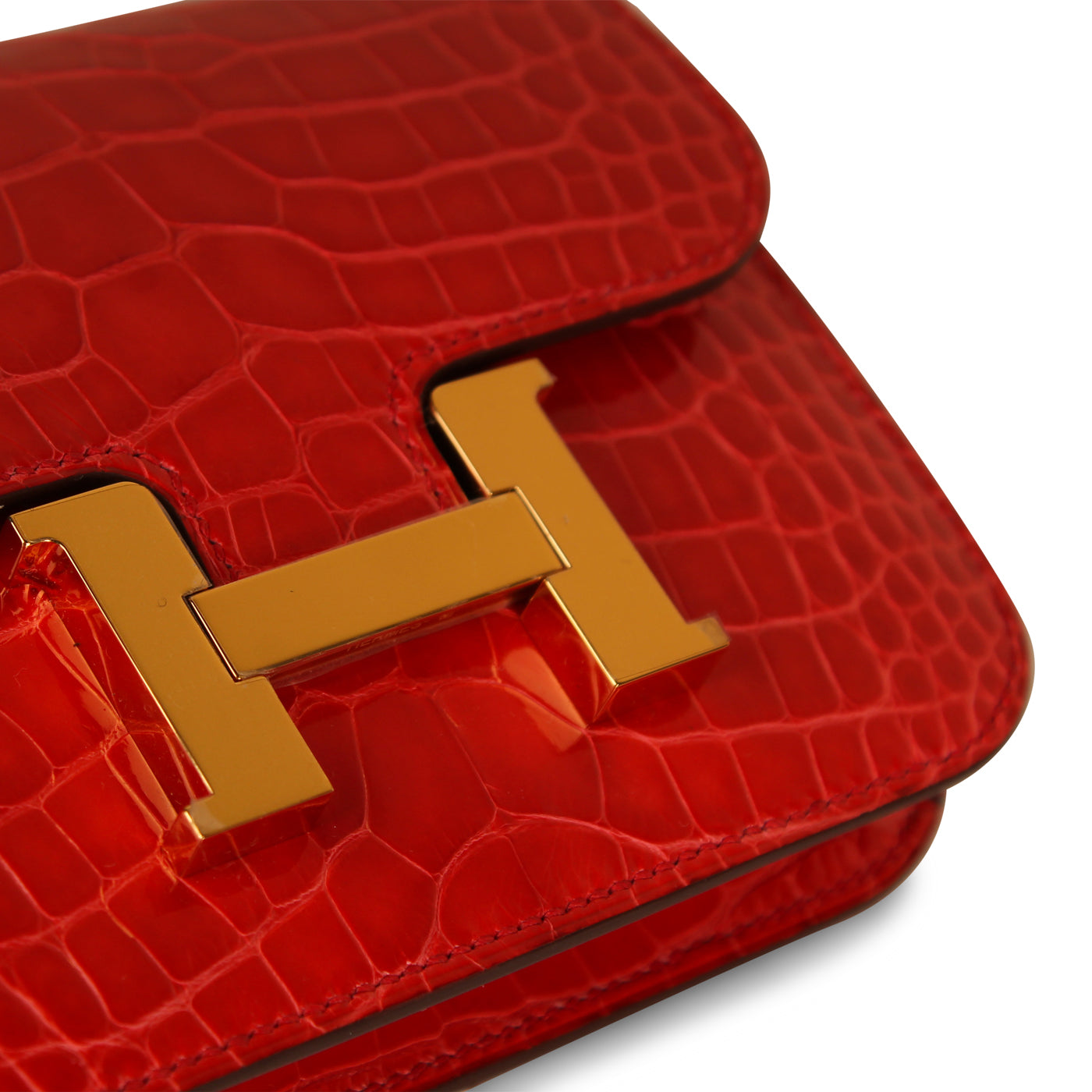 Mini Constance Croco Pouch - Red Nilo