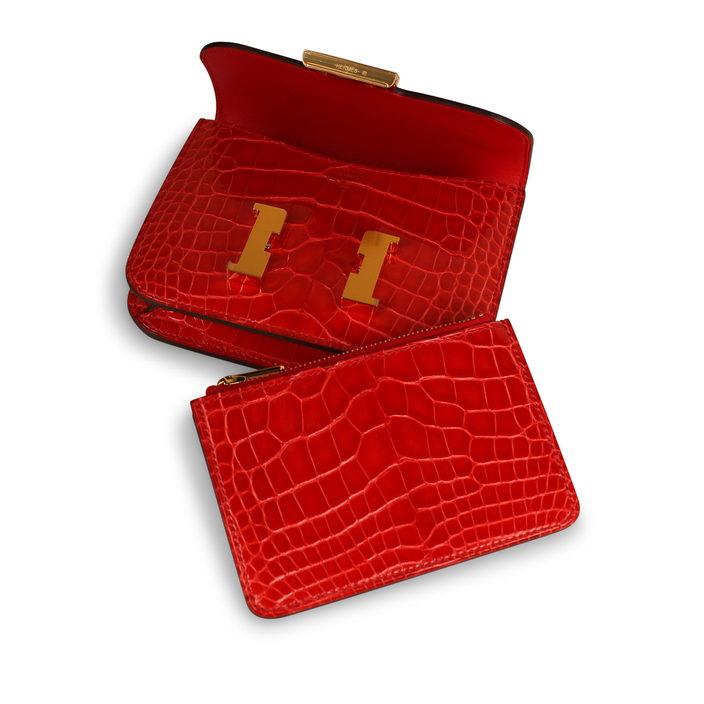 Mini Constance Croco Pouch - Red Nilo