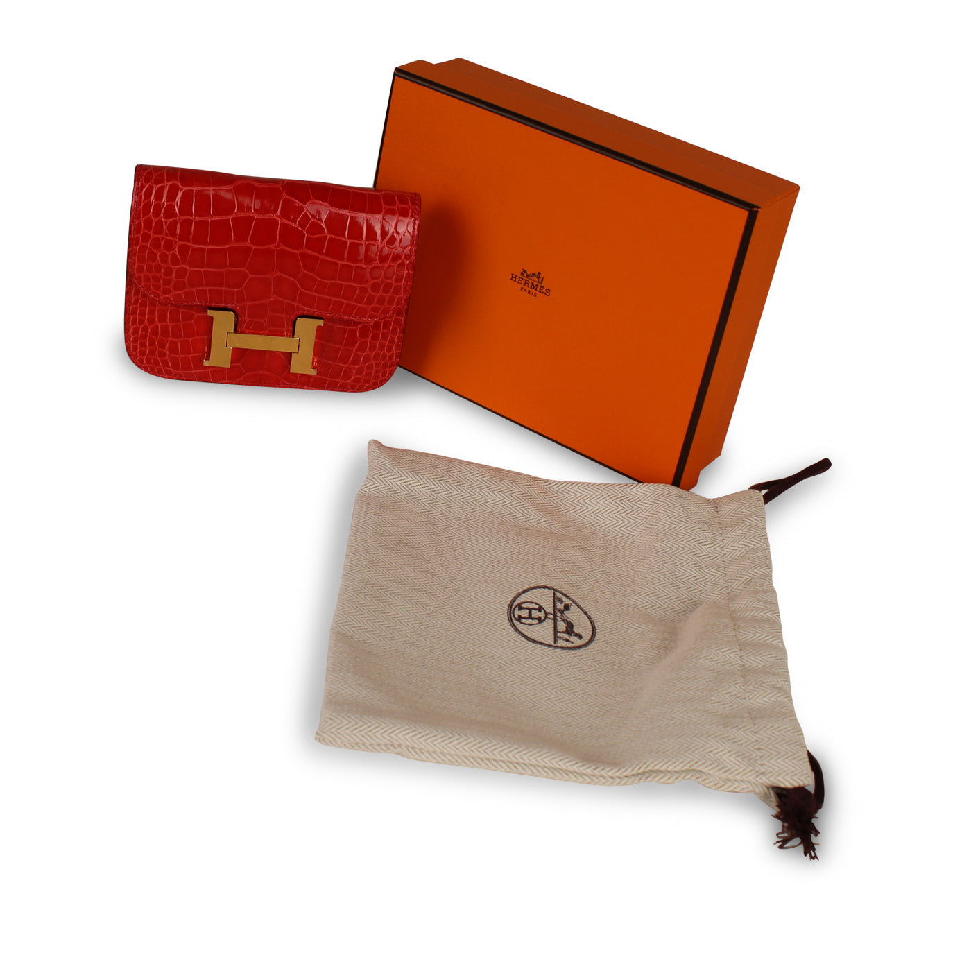 Mini Constance Croco Pouch - Red Nilo