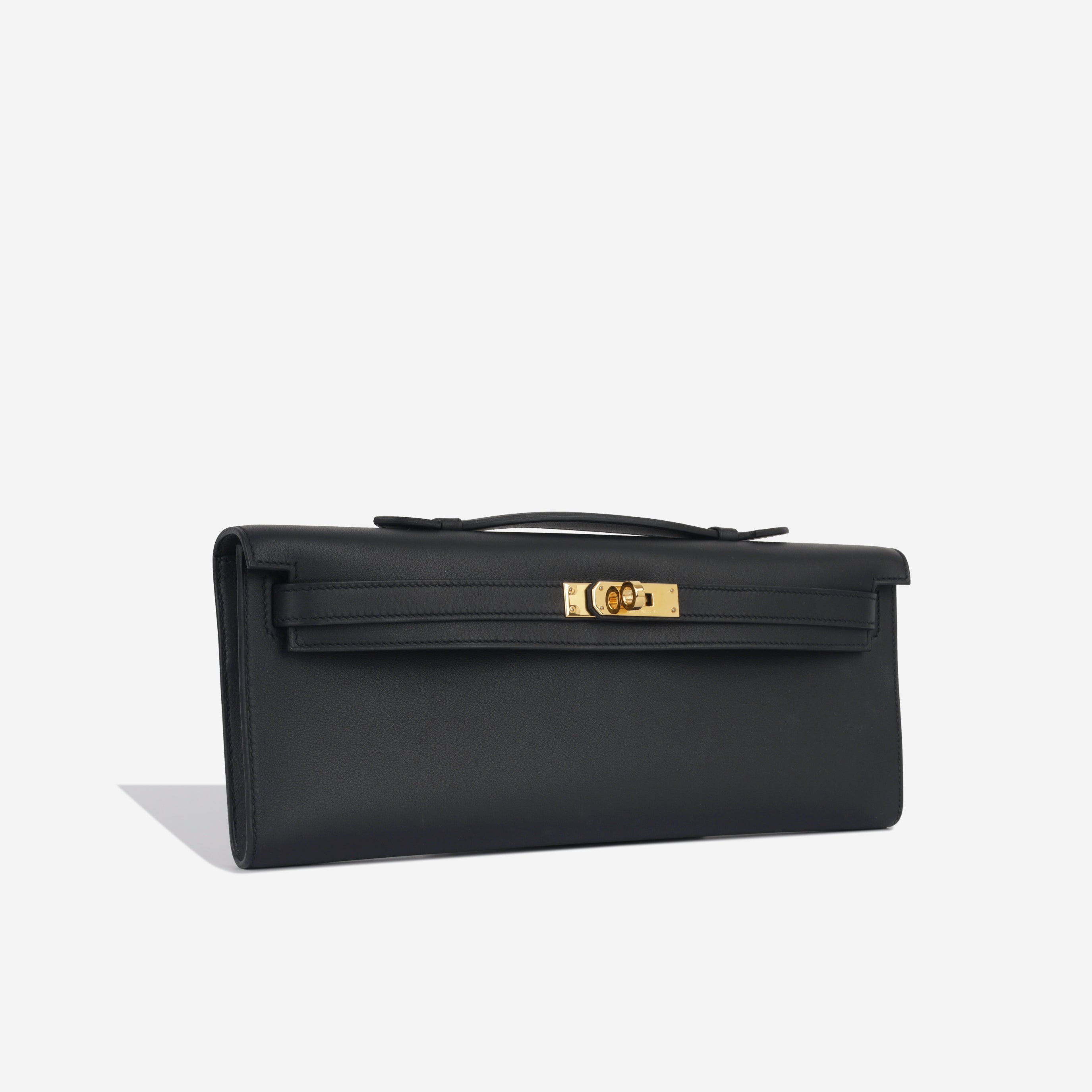 Kelly Cut Clutch - Noir Swift