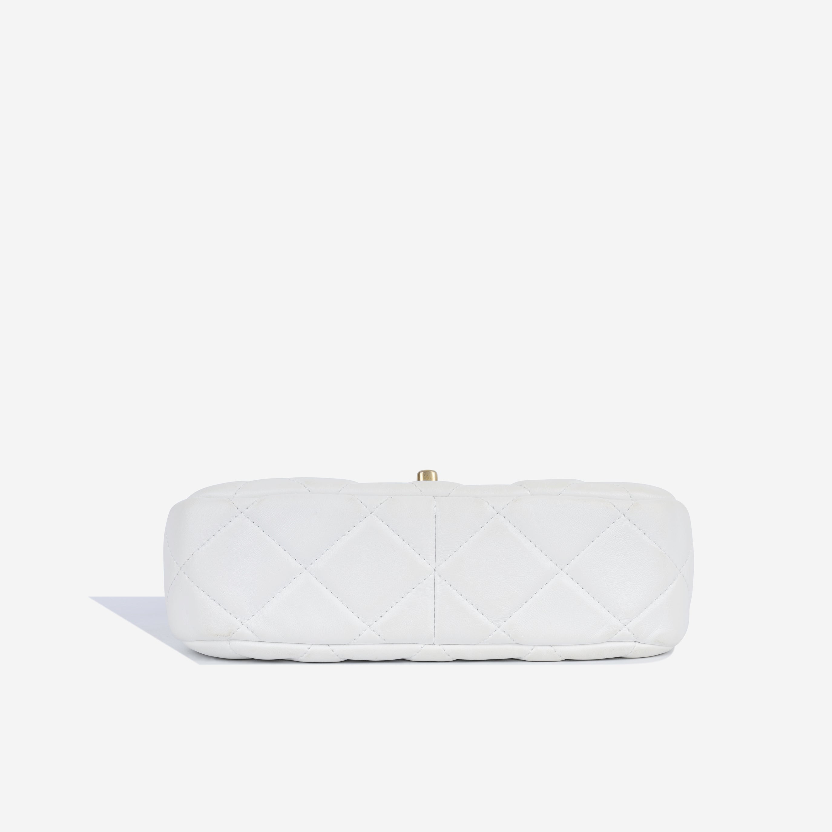 Lacquered Chain Flap Bag - White Lambskin