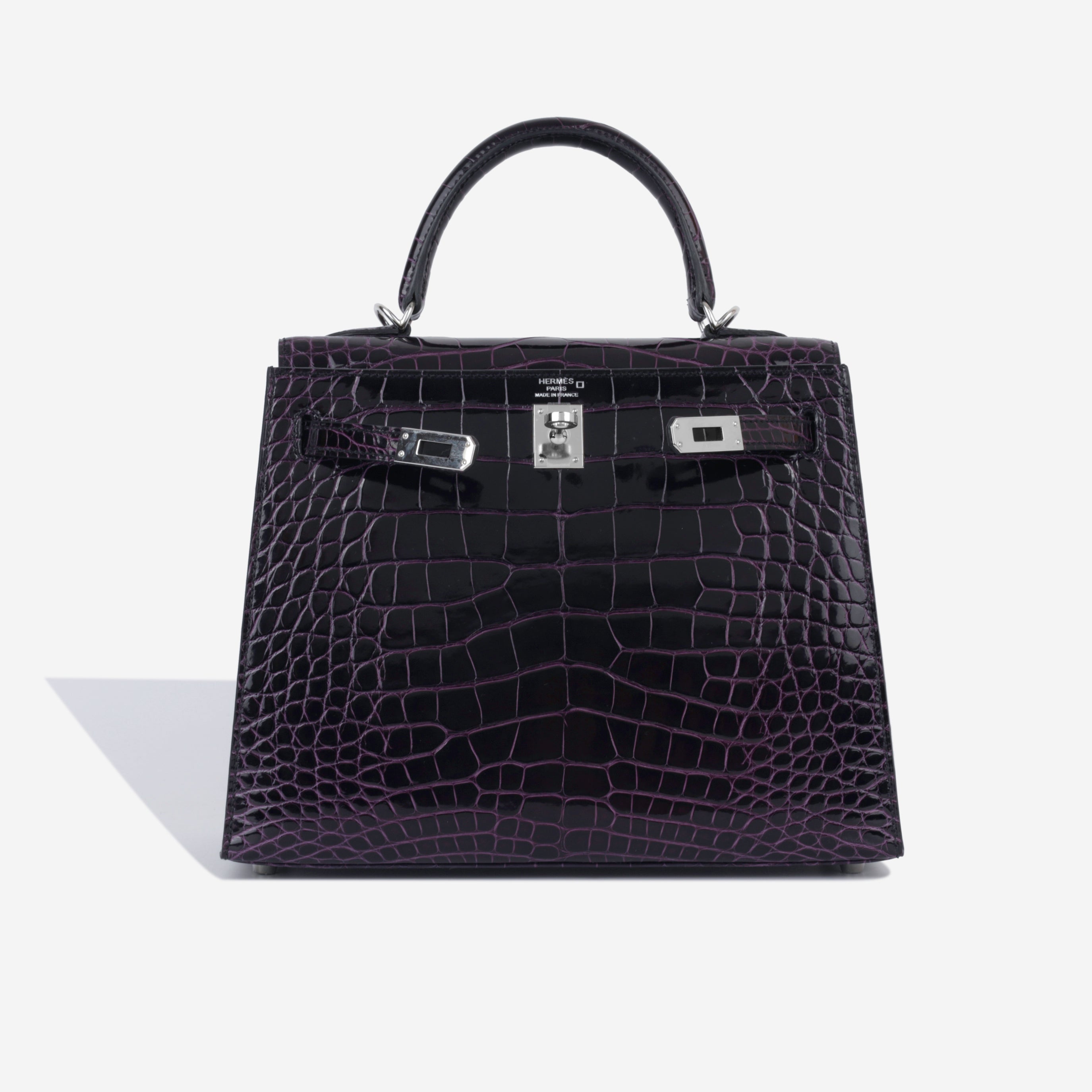 Kelly 25 - Aubergine Shiny Croc