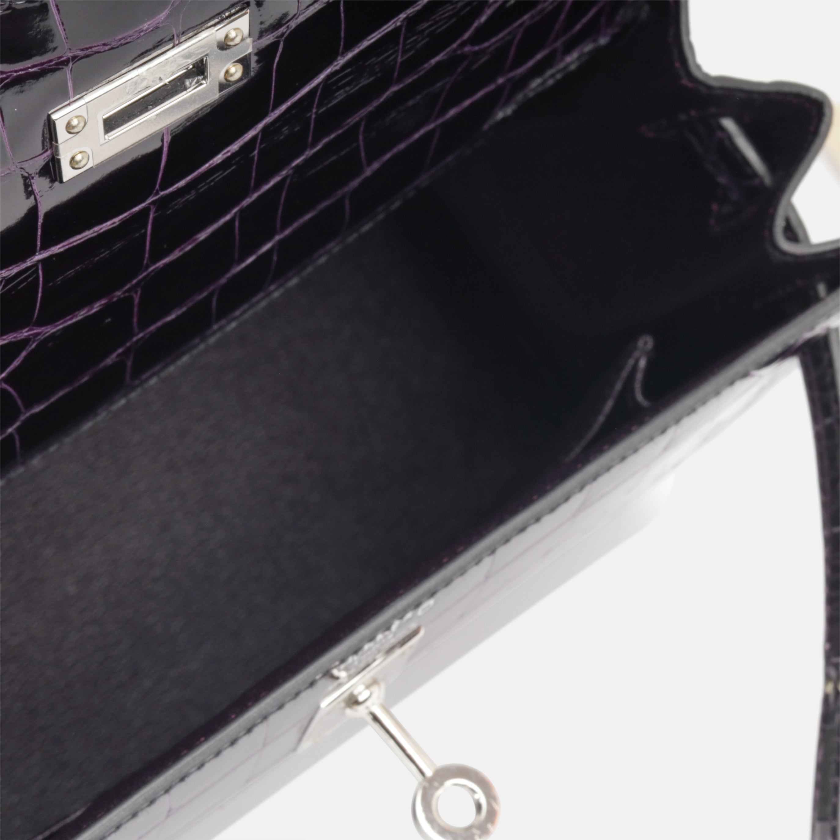 Kelly 25 - Aubergine Shiny Croc